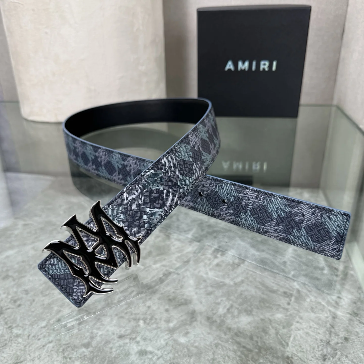 AMIRI Belts Calf Leather Blue-Black A90202609070043 - Image 4