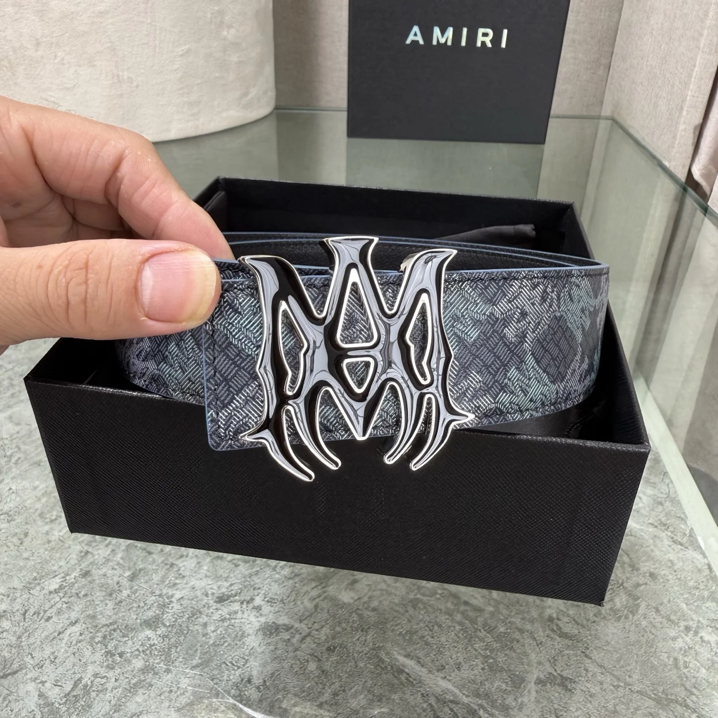 AMIRI Belts Calf Leather Blue-Black A90202609070043 - Image 6
