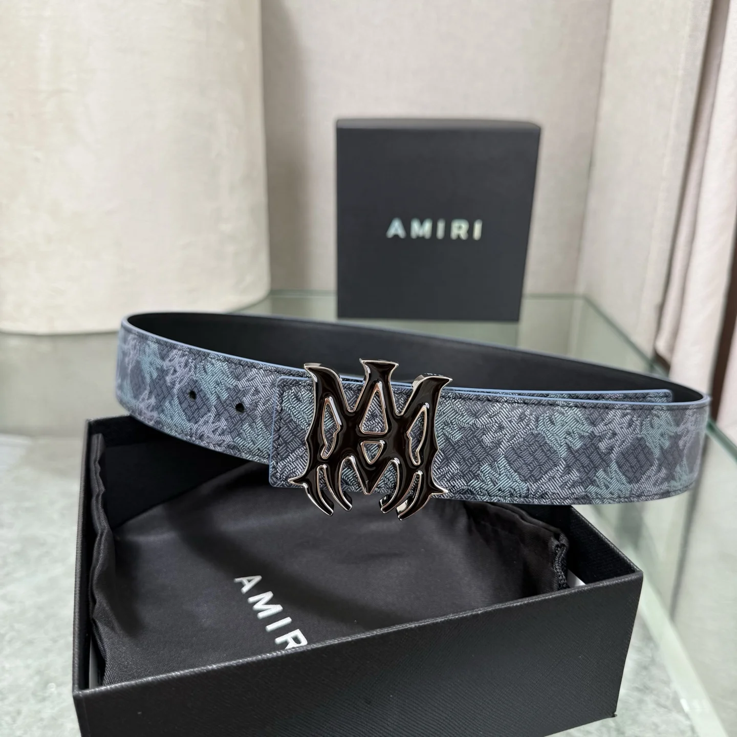 AMIRI Belts Calf Leather Blue-Black A90202609070043 - Image 7