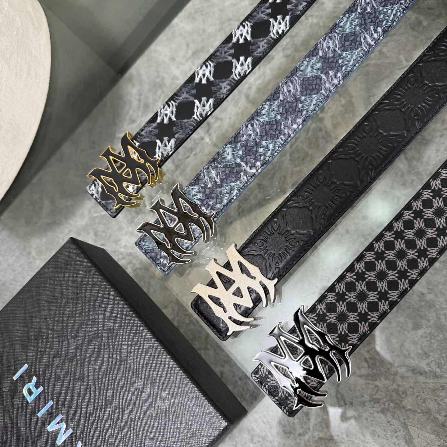 AMIRI Belts Calf Leather Blue-Black A90202609070043 - Image 8