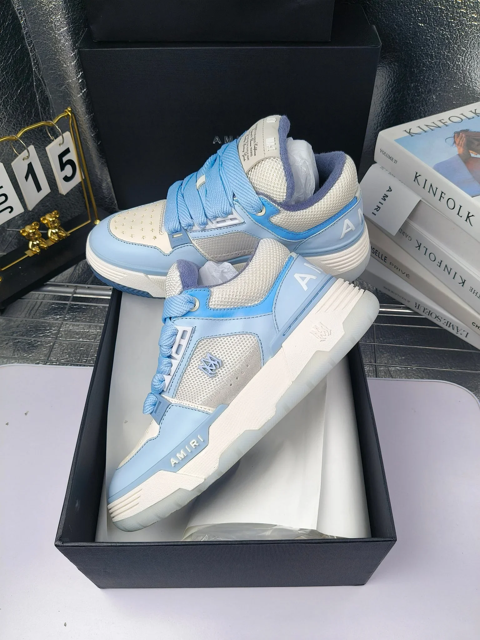 AMIRI Sneakers Calf Leather Blue-White EU35-45 C10202609111958 - Image 3