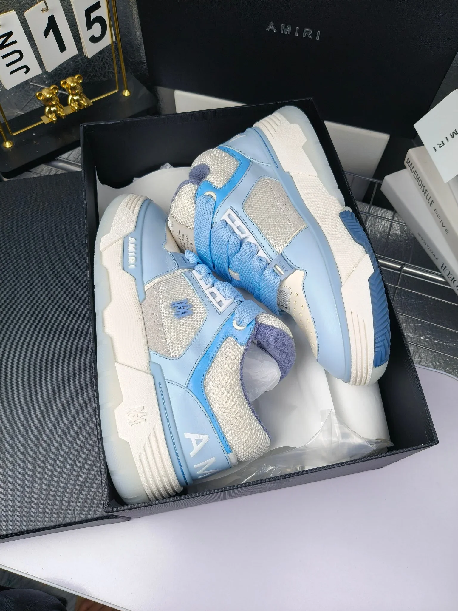 AMIRI Sneakers Calf Leather Blue-White EU35-45 C10202609111958 - Image 7