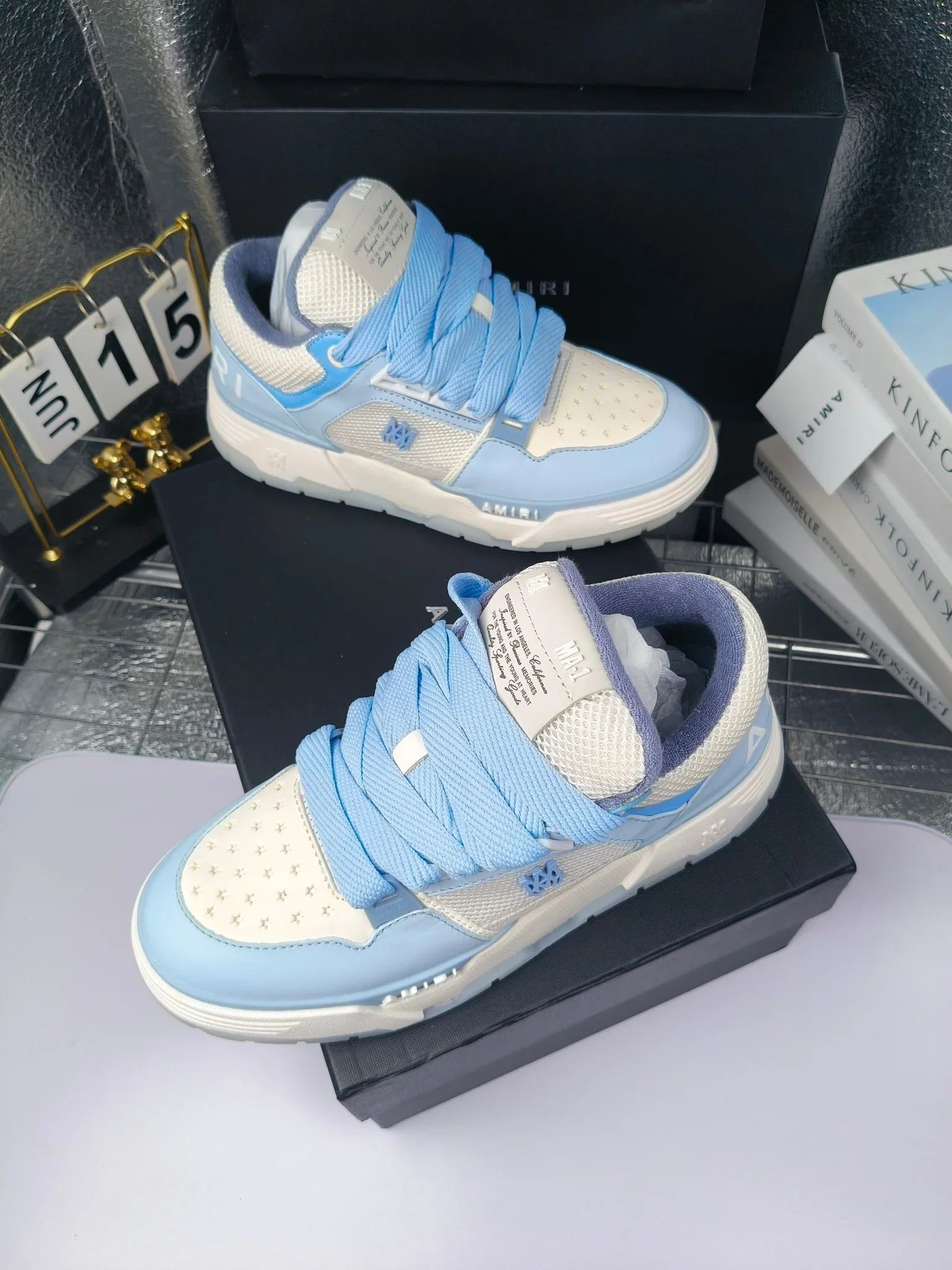AMIRI Sneakers Calf Leather Blue-White EU35-45 C10202609111958 - Image 8