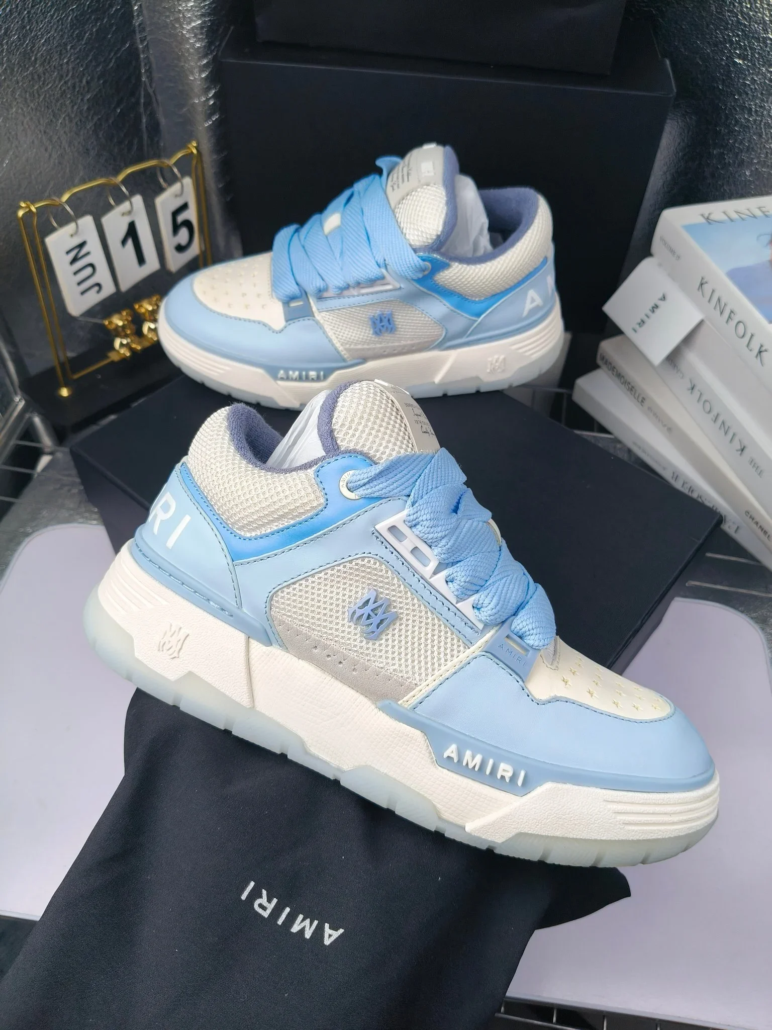 AMIRI Sneakers Calf Leather Blue-White EU35-45 C10202609111958 - Image 9
