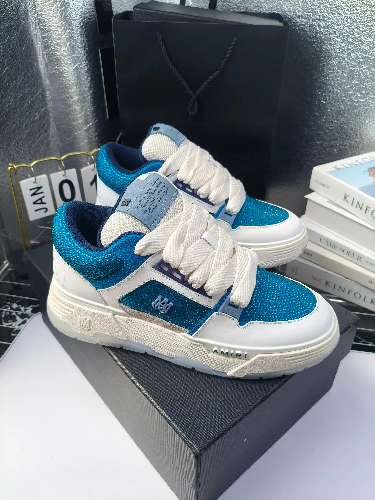 AMIRI Sneakers Suede Leather White-Blue EU35-46 C60202609111960