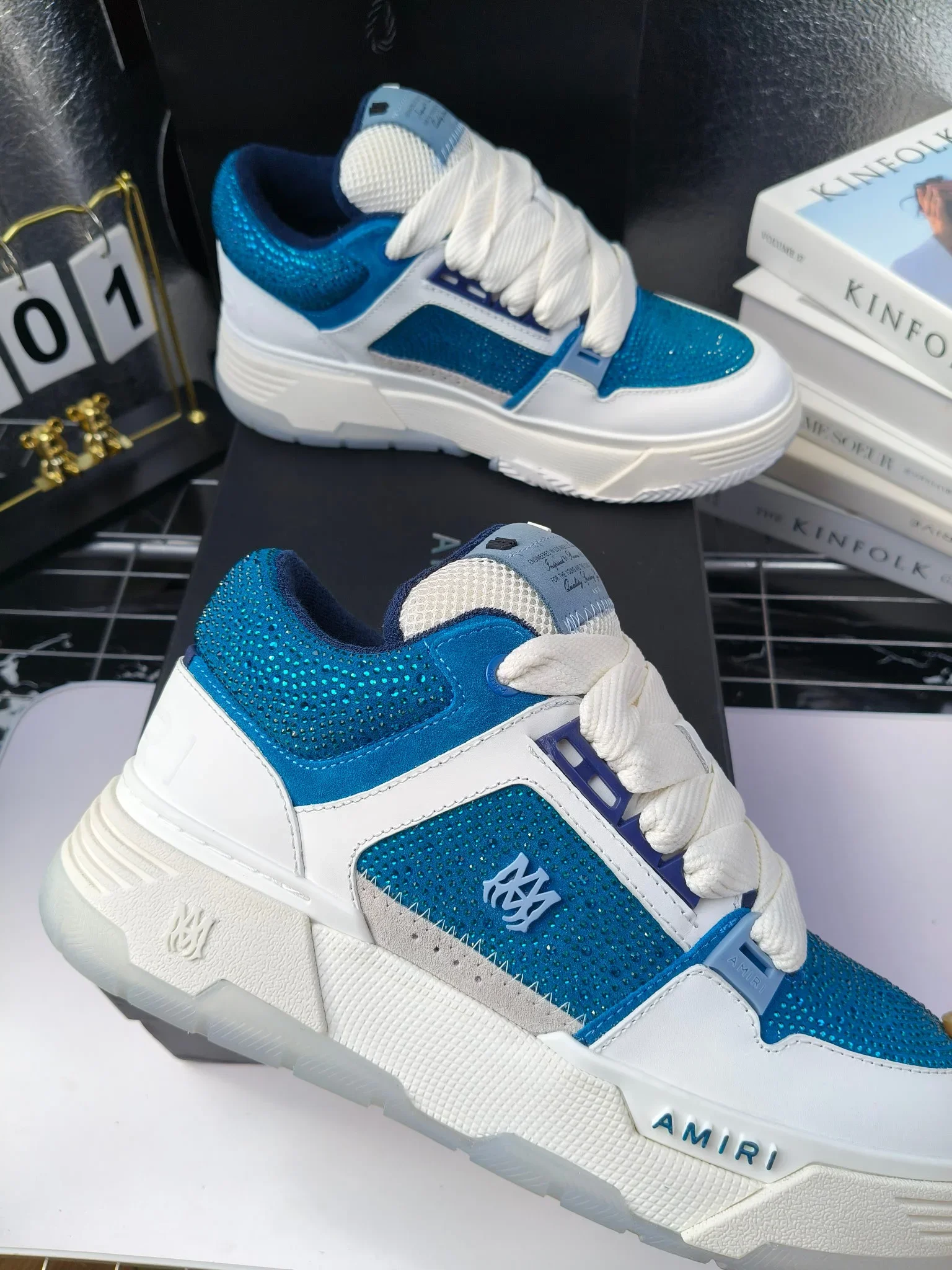 AMIRI Sneakers Suede Leather White-Blue EU35-46 C60202609111960 - Image 3
