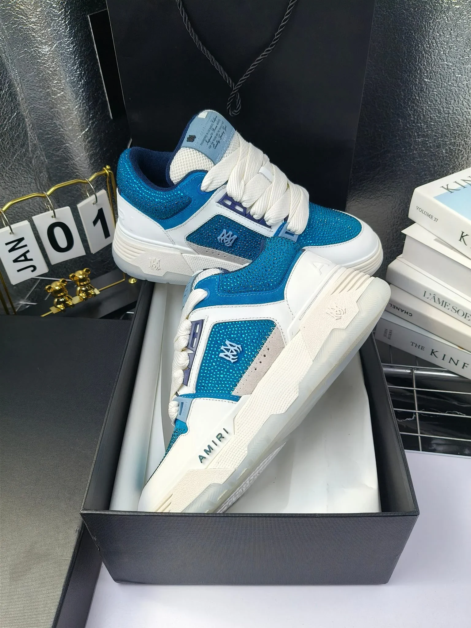 AMIRI Sneakers Suede Leather White-Blue EU35-46 C60202609111960 - Image 6