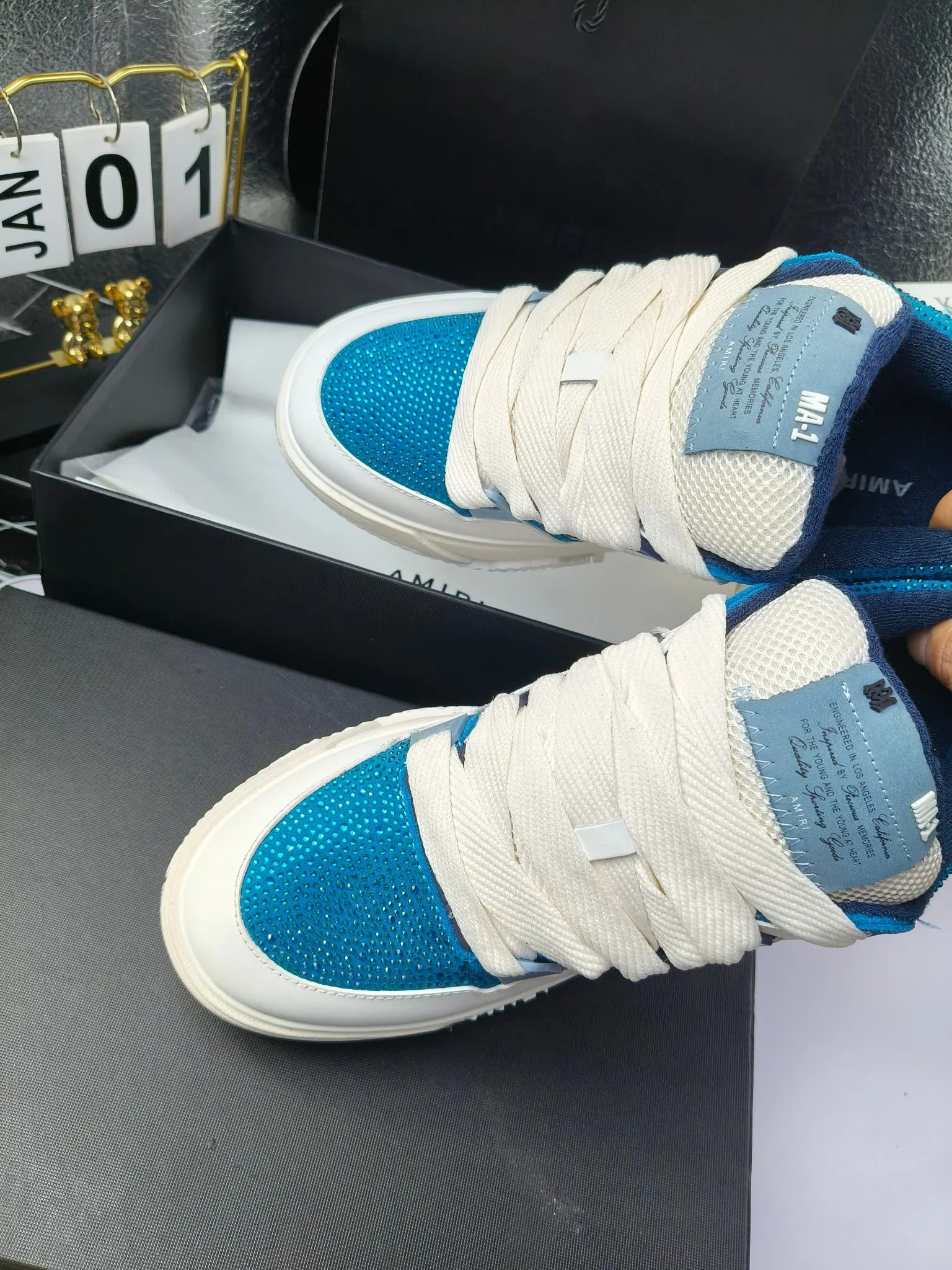 AMIRI Sneakers Suede Leather White-Blue EU35-46 C60202609111960 - Image 8