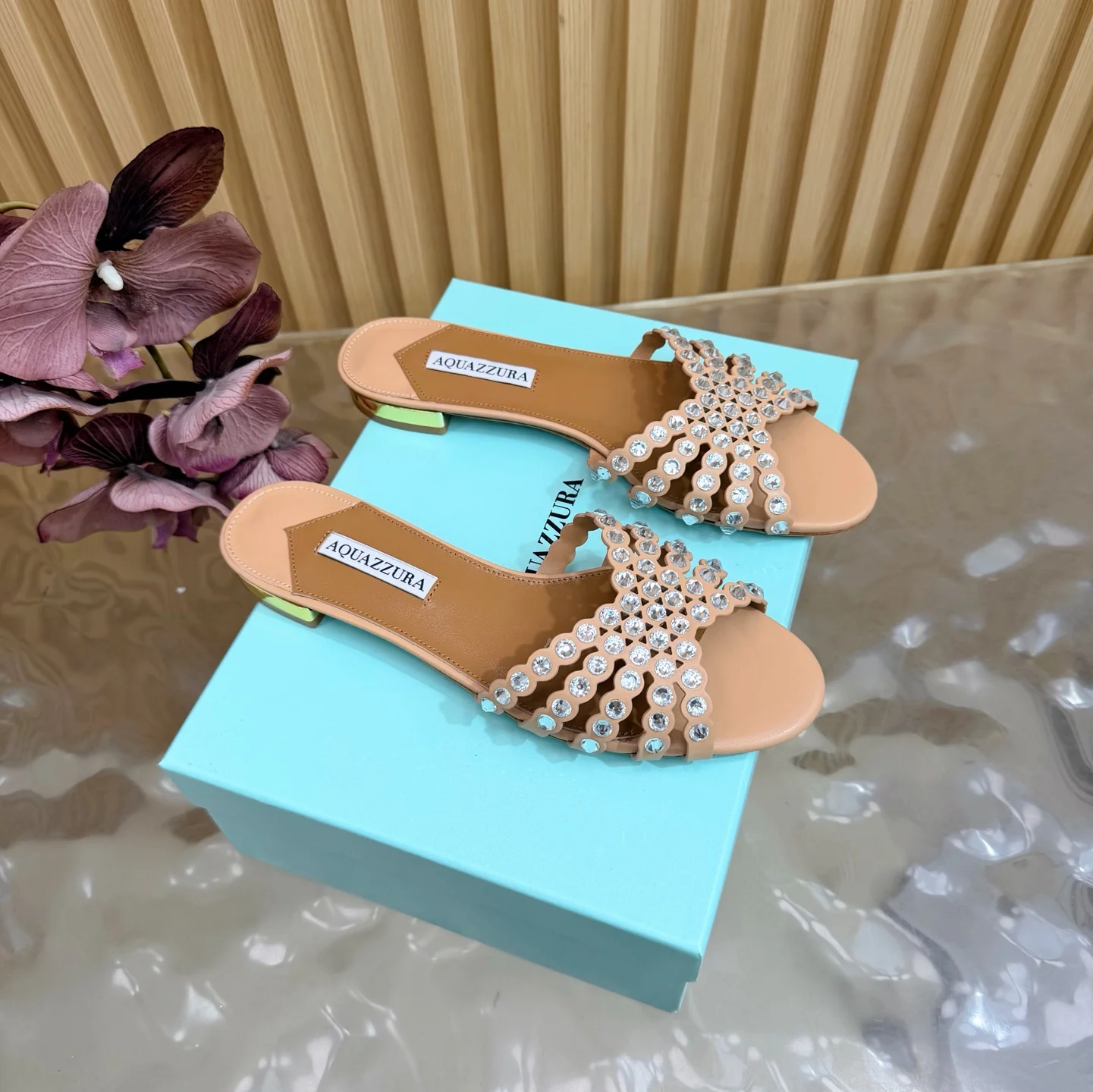 AQUAZZURA Sandals Leather Brown-Silver EU36-43 B65202609110843