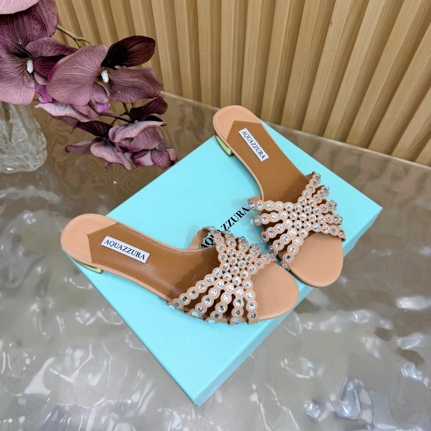 AQUAZZURA Sandals Leather Brown-Silver EU36-43 B65202609110843 - Image 2