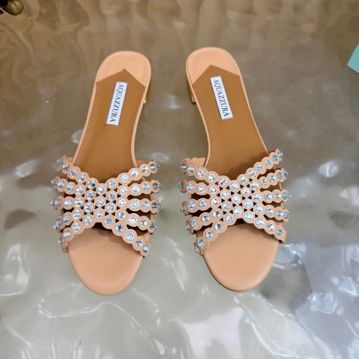 AQUAZZURA Sandals Leather Brown-Silver EU36-43 B65202609110843 - Image 4