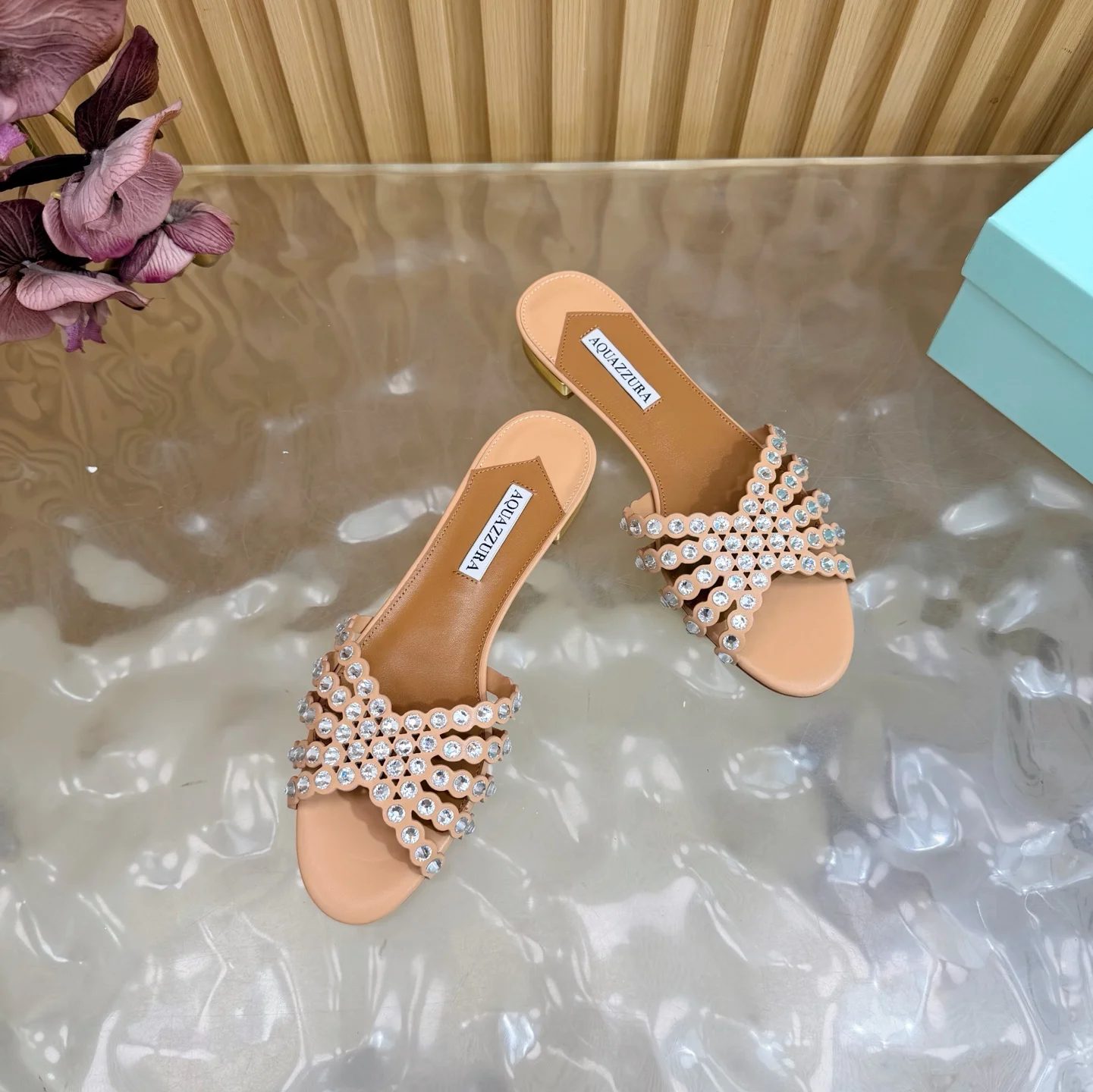 AQUAZZURA Sandals Leather Brown-Silver EU36-43 B65202609110843 - Image 5