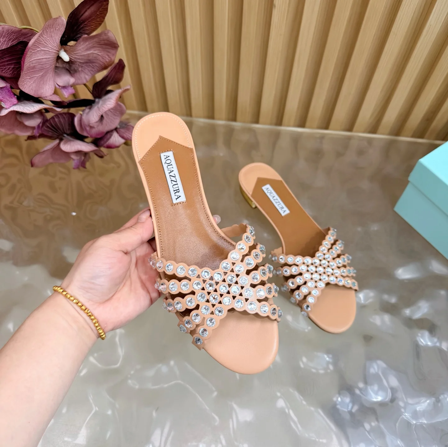 AQUAZZURA Sandals Leather Brown-Silver EU36-43 B65202609110843 - Image 6
