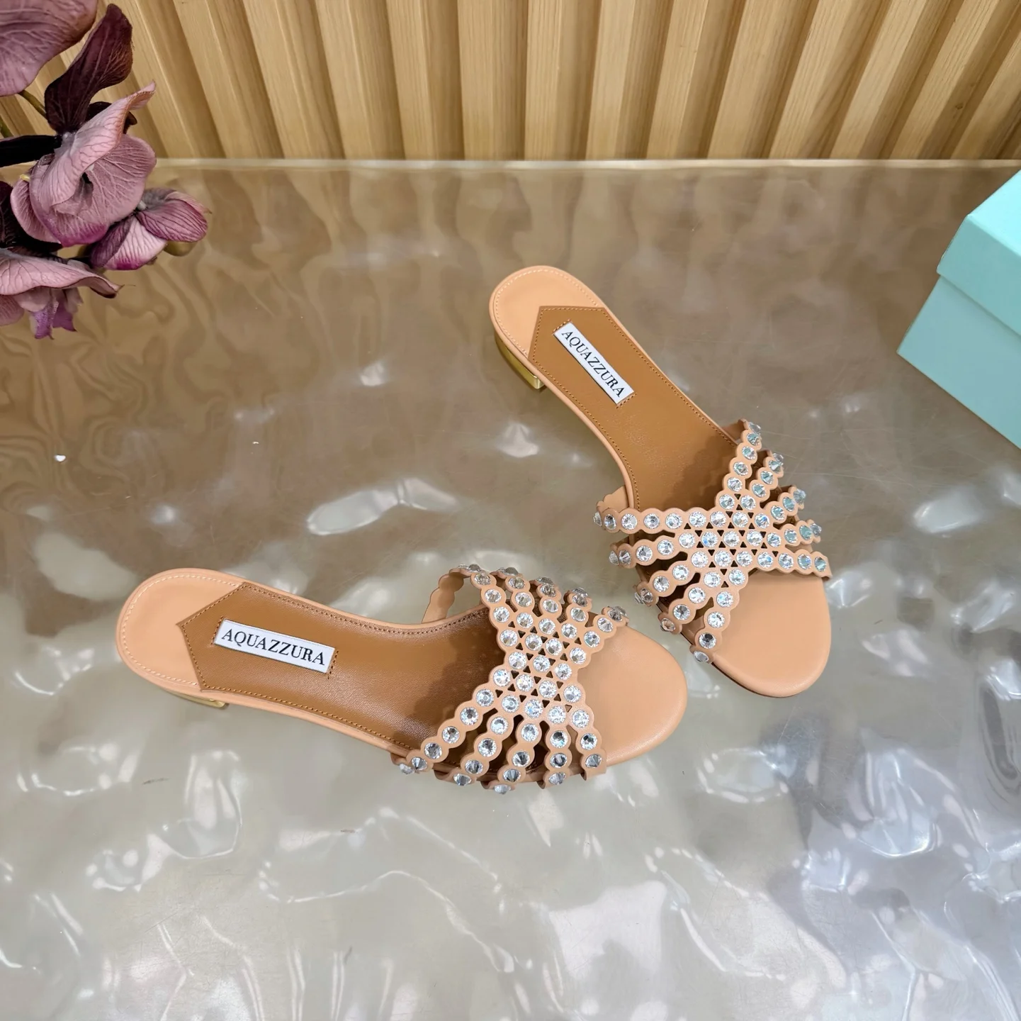 AQUAZZURA Sandals Leather Brown-Silver EU36-43 B65202609110843 - Image 9