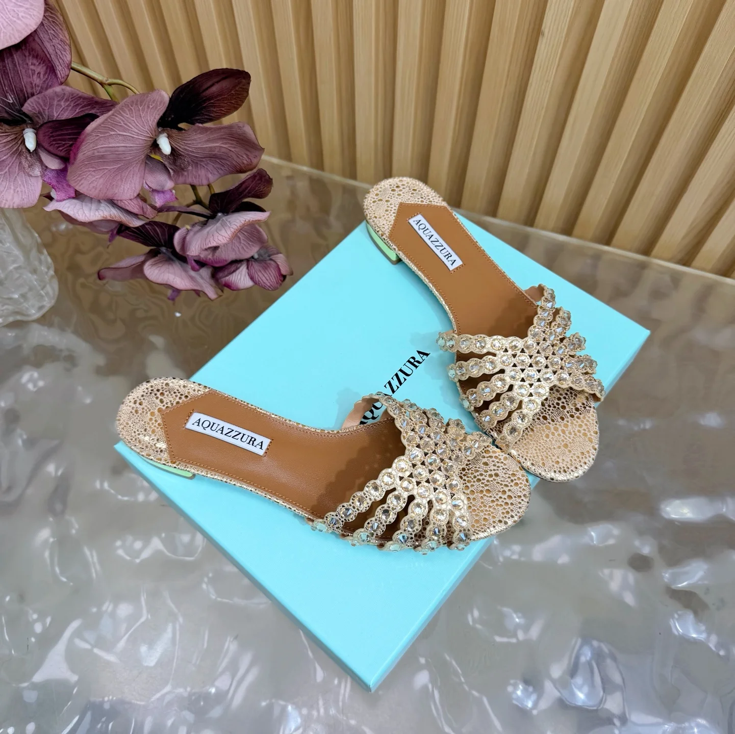 AQUAZZURA Sandals Leather Gold-Brown EU36-43 B65202609110856 - Image 2