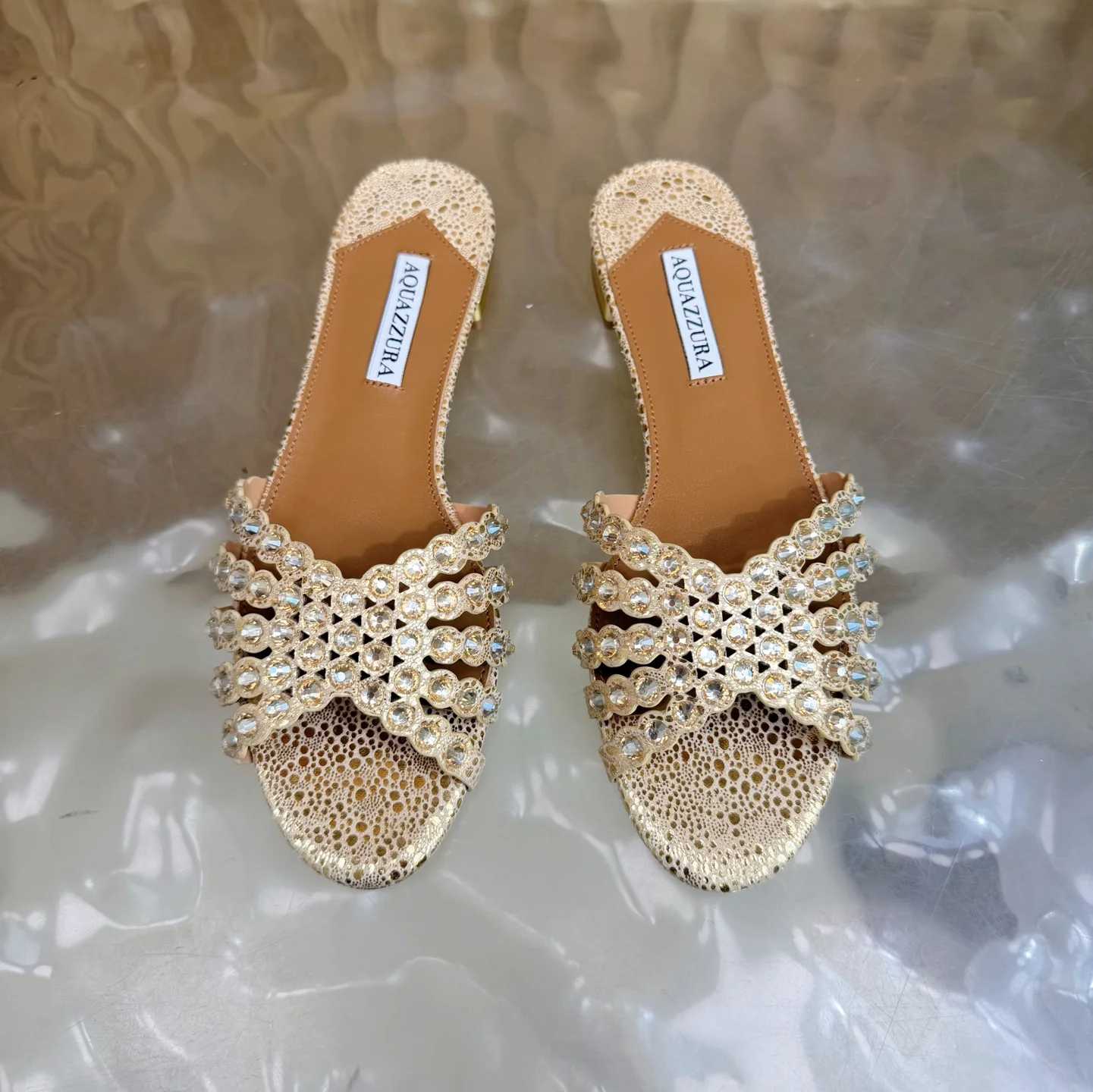 AQUAZZURA Sandals Leather Gold-Brown EU36-43 B65202609110856 - Image 4