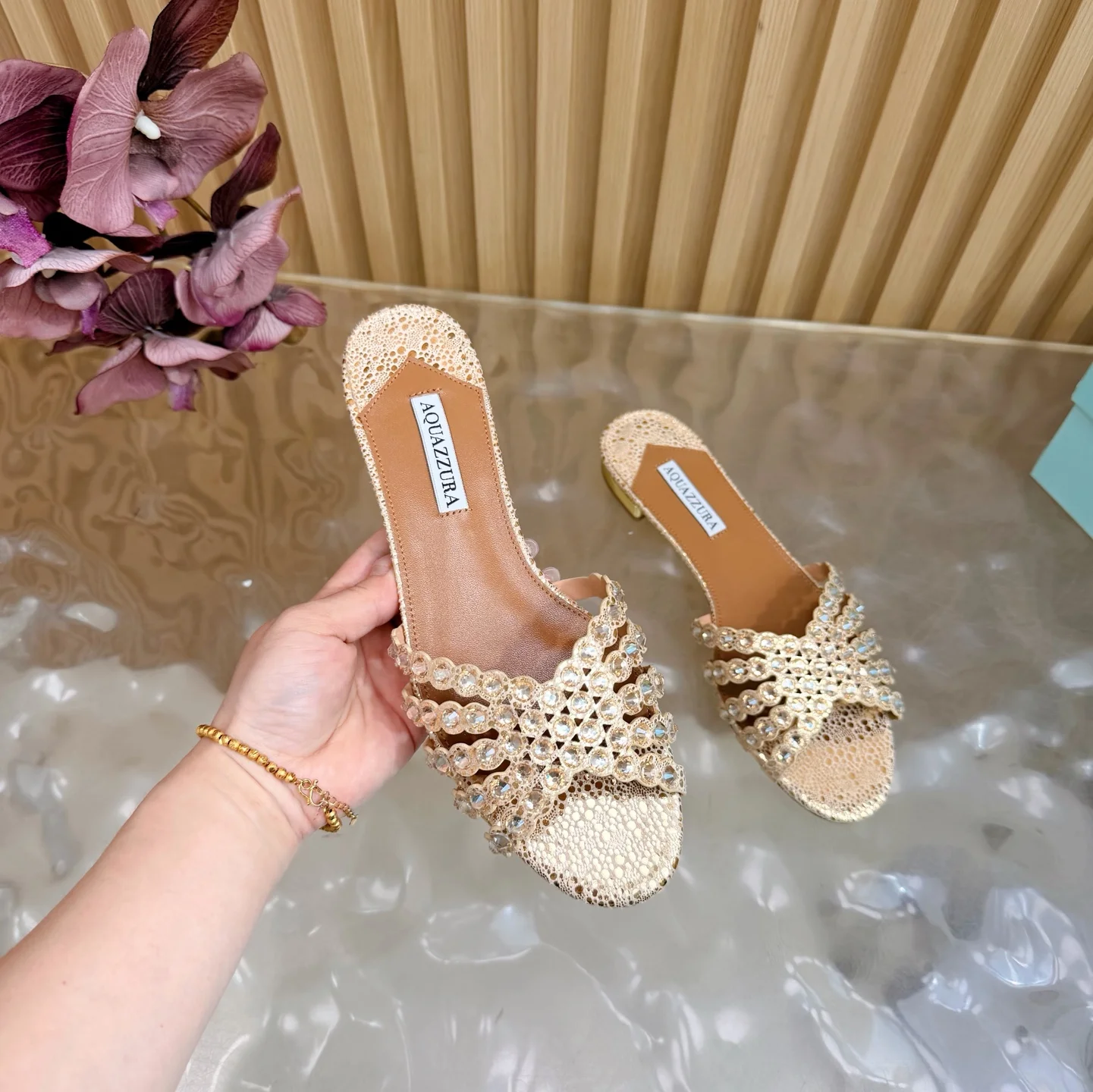 AQUAZZURA Sandals Leather Gold-Brown EU36-43 B65202609110856 - Image 6