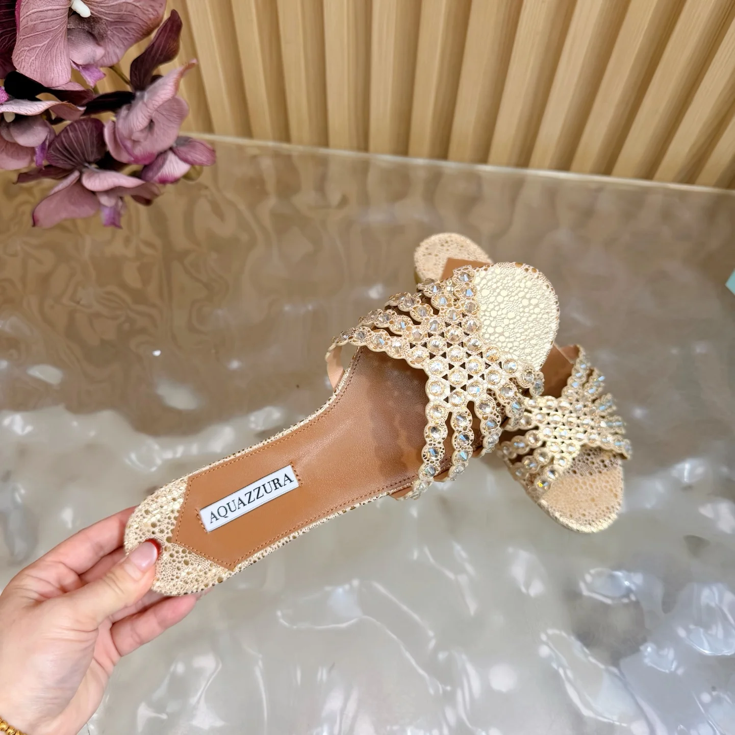 AQUAZZURA Sandals Leather Gold-Brown EU36-43 B65202609110856 - Image 7