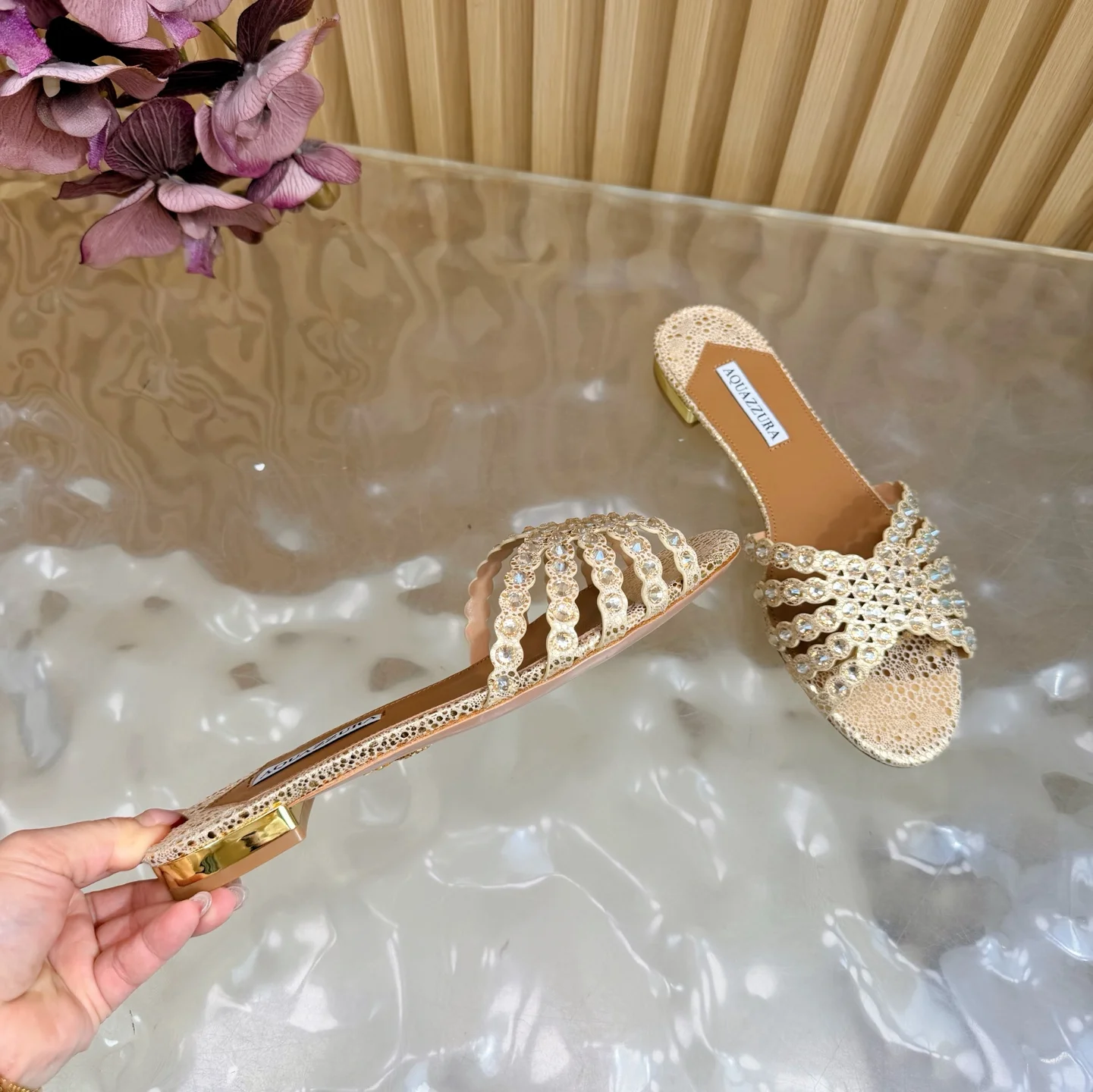 AQUAZZURA Sandals Leather Gold-Brown EU36-43 B65202609110856 - Image 8