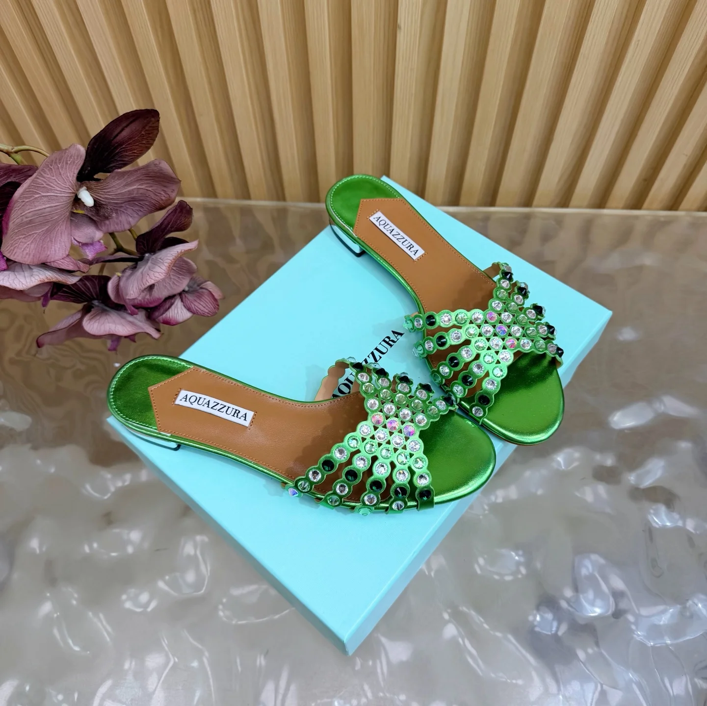 AQUAZZURA Sandals Leather Green-Brown EU36-43 B65202609110859 - Image 2