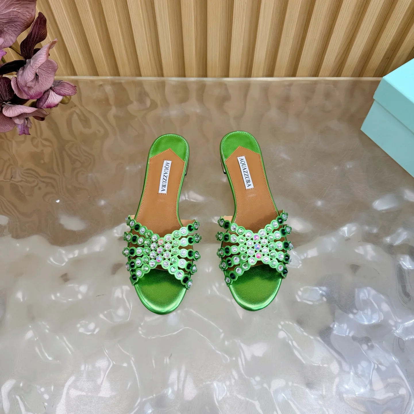 AQUAZZURA Sandals Leather Green-Brown EU36-43 B65202609110859 - Image 3