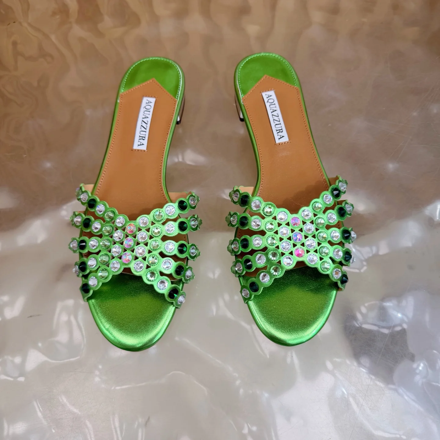 AQUAZZURA Sandals Leather Green-Brown EU36-43 B65202609110859 - Image 4