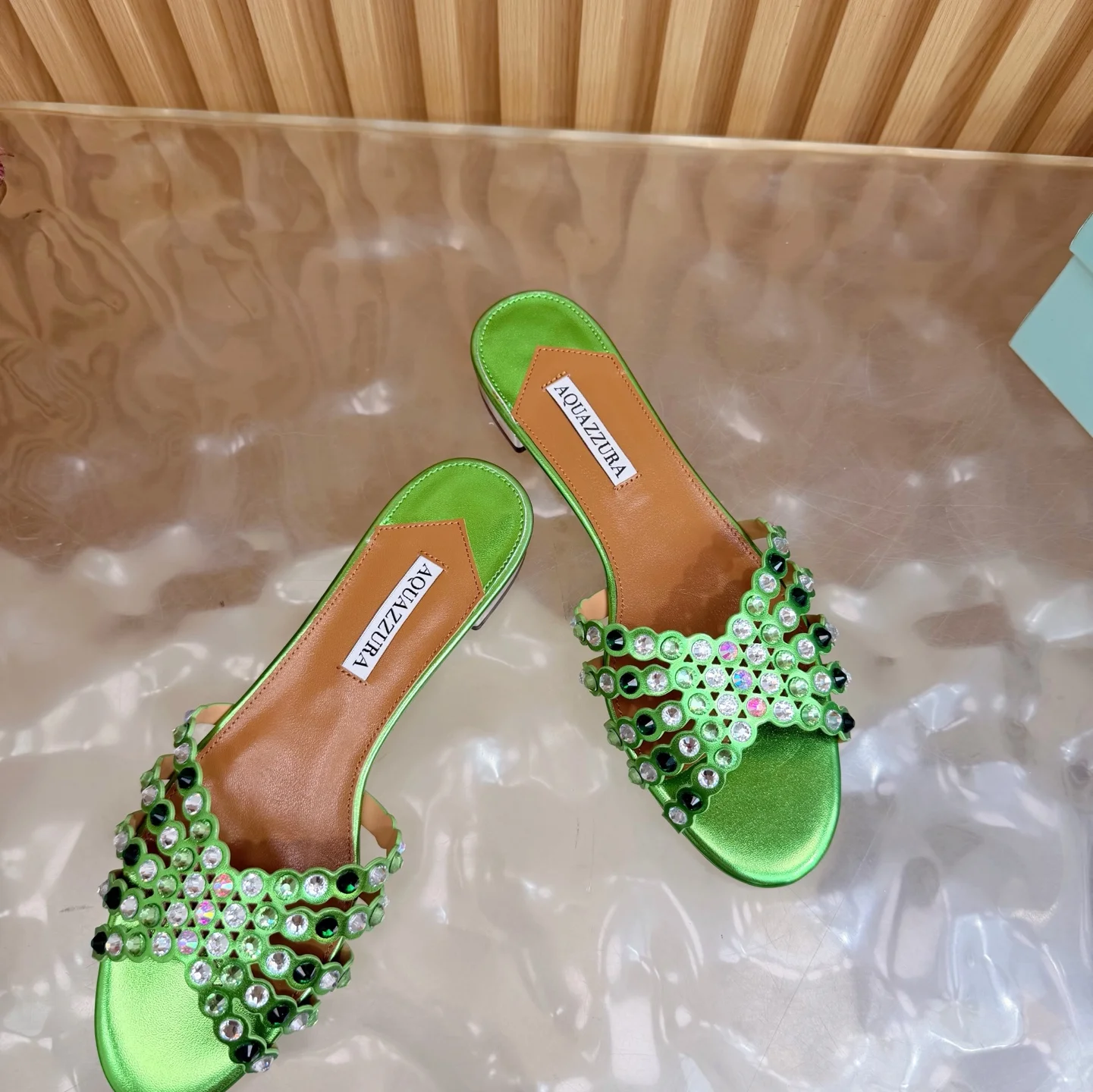 AQUAZZURA Sandals Leather Green-Brown EU36-43 B65202609110859 - Image 5
