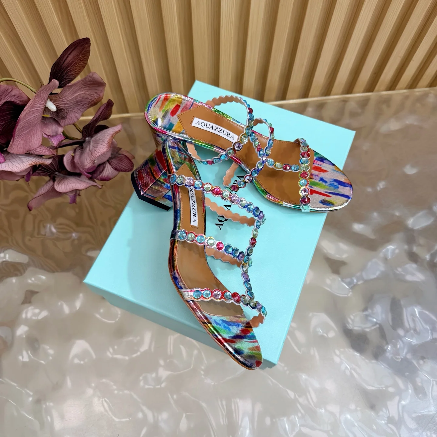AQUAZZURA Sandals Leather PVC Multi-Color EU36-43 B60202609110827 - Image 2