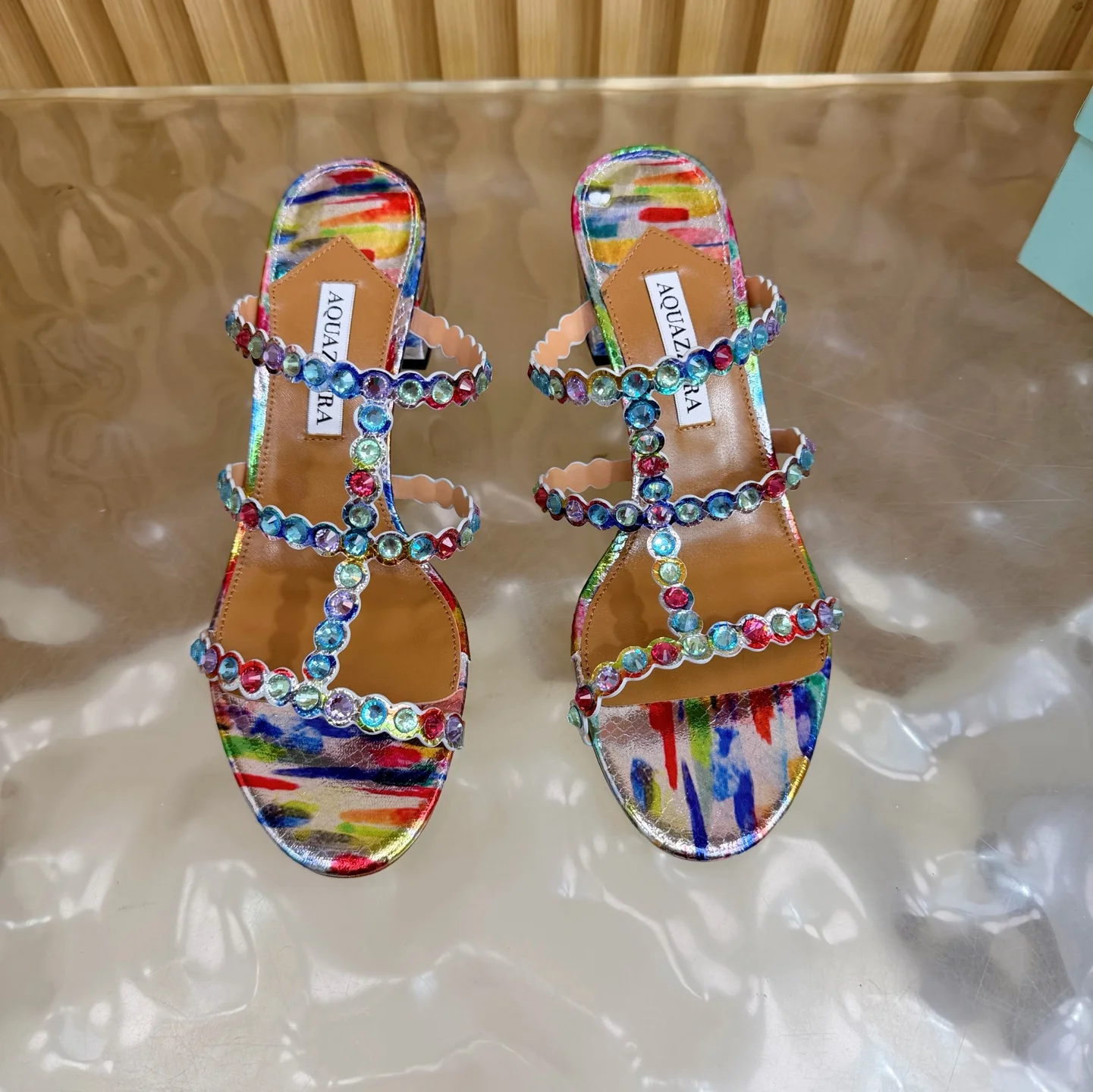 AQUAZZURA Sandals Leather PVC Multi-Color EU36-43 B60202609110827 - Image 4