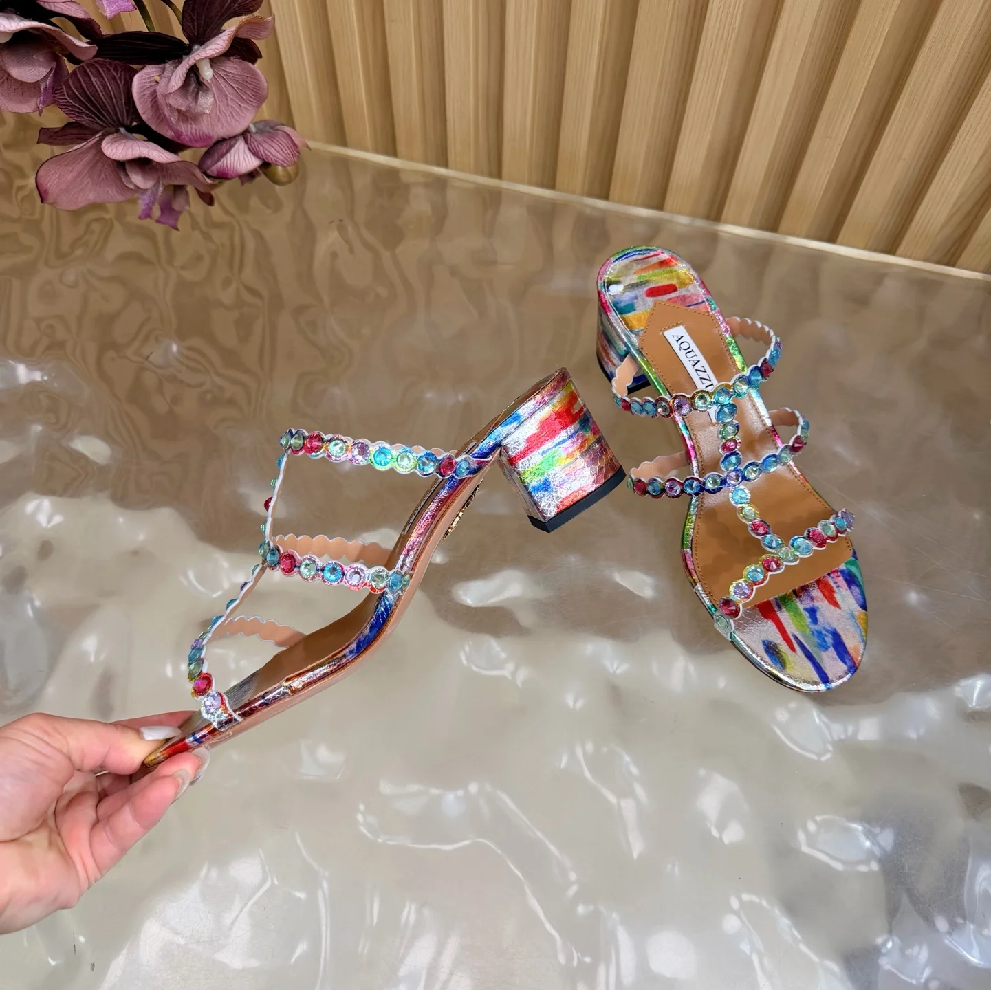 AQUAZZURA Sandals Leather PVC Multi-Color EU36-43 B60202609110827 - Image 6