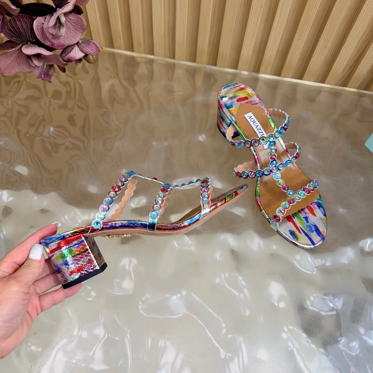 AQUAZZURA Sandals Leather PVC Multi-Color EU36-43 B60202609110827 - Image 7