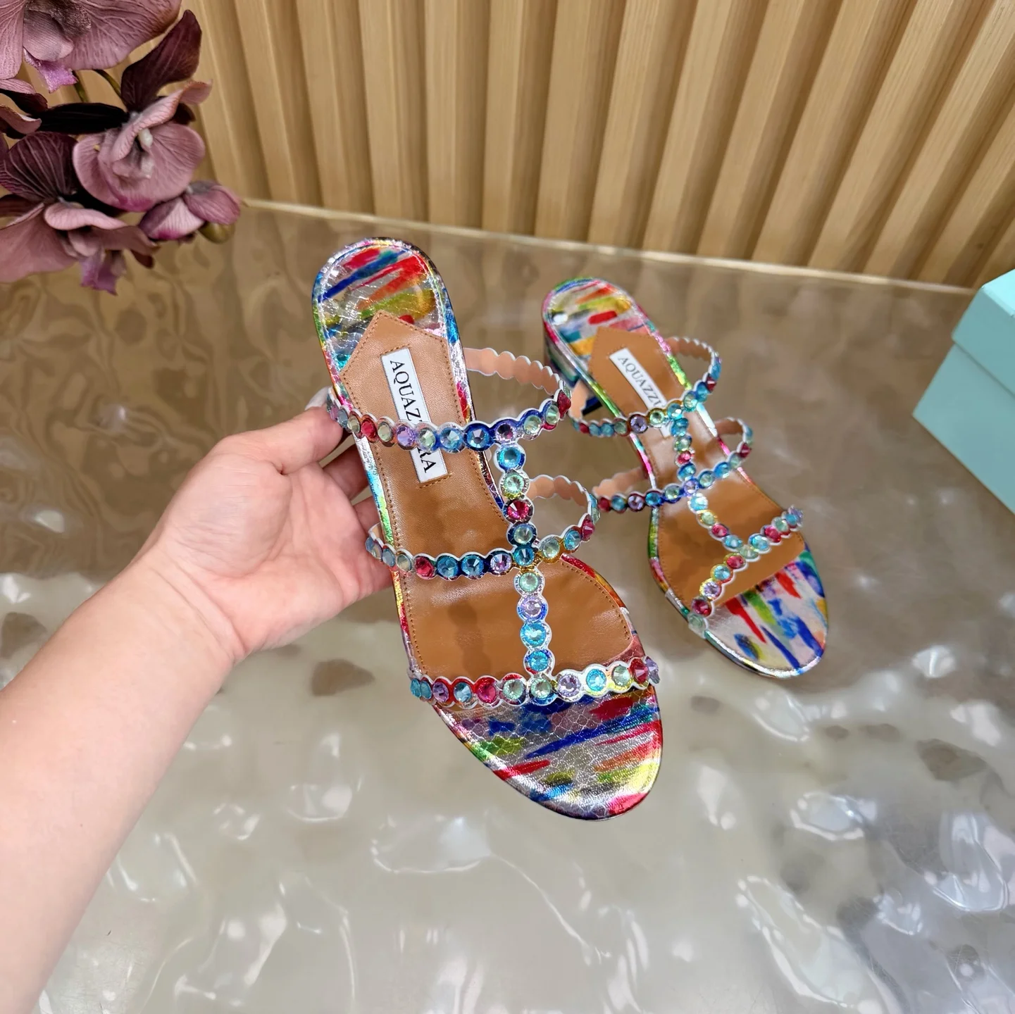 AQUAZZURA Sandals Leather PVC Multi-Color EU36-43 B60202609110827 - Image 9