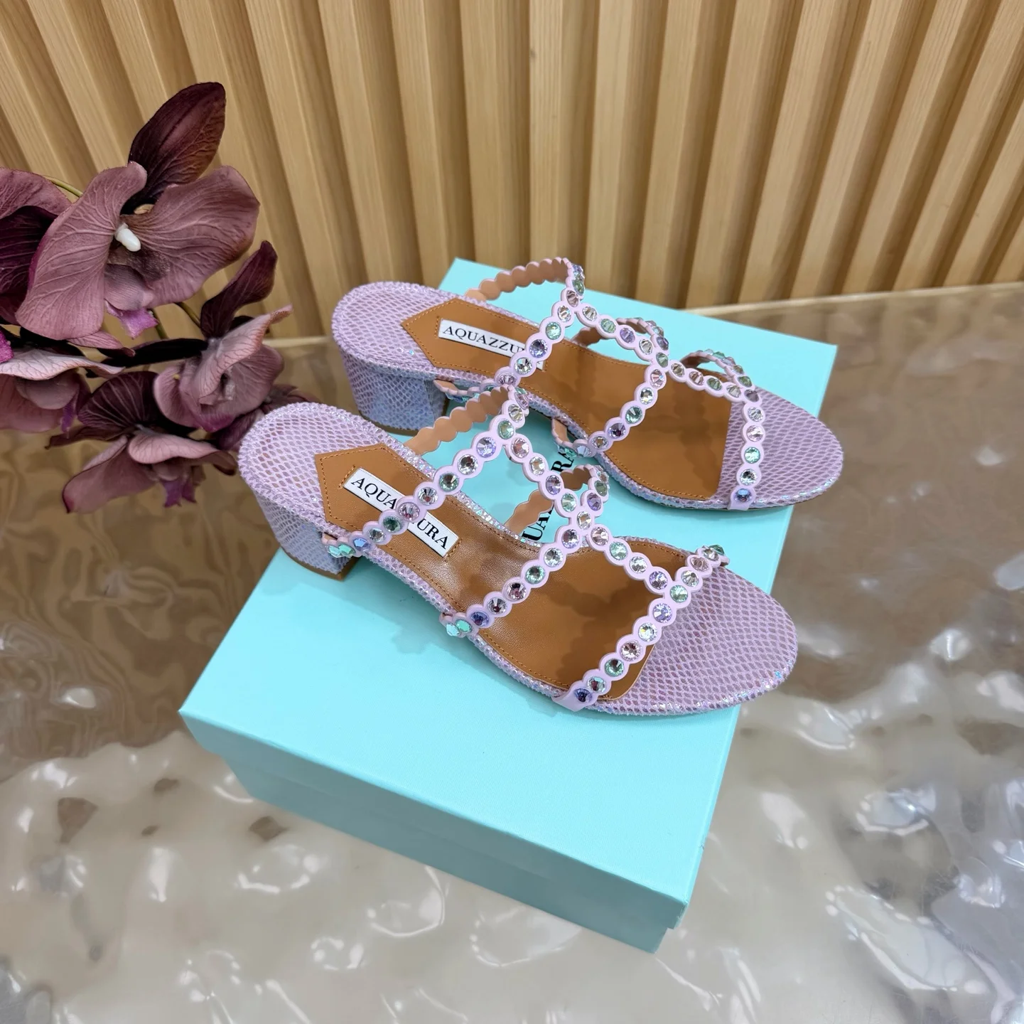 AQUAZZURA Sandals Leather Purple-Silver EU36-43 B60202609110838