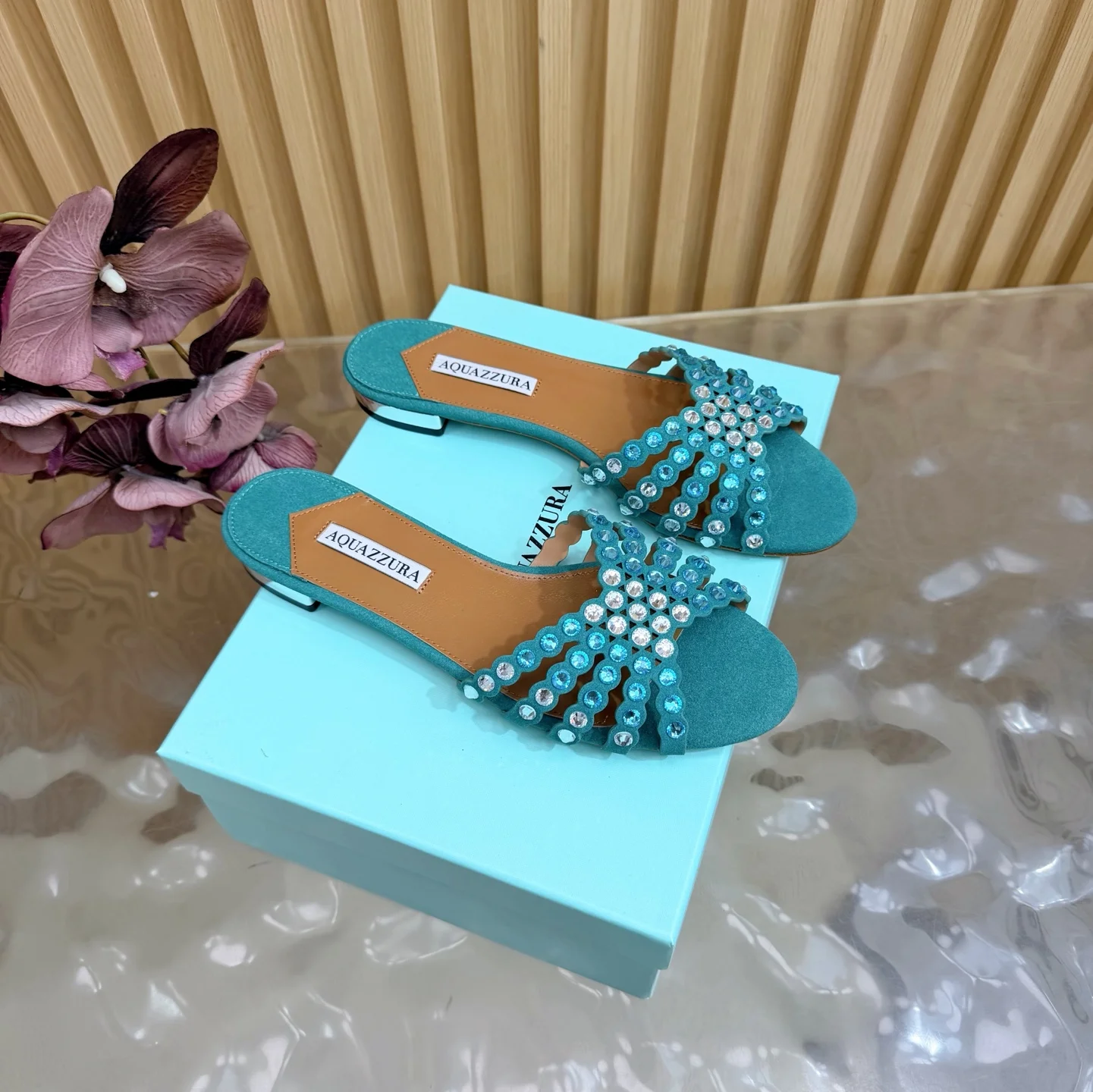 AQUAZZURA Sandals Leather Teal-Silver EU36-43 B65202609110853