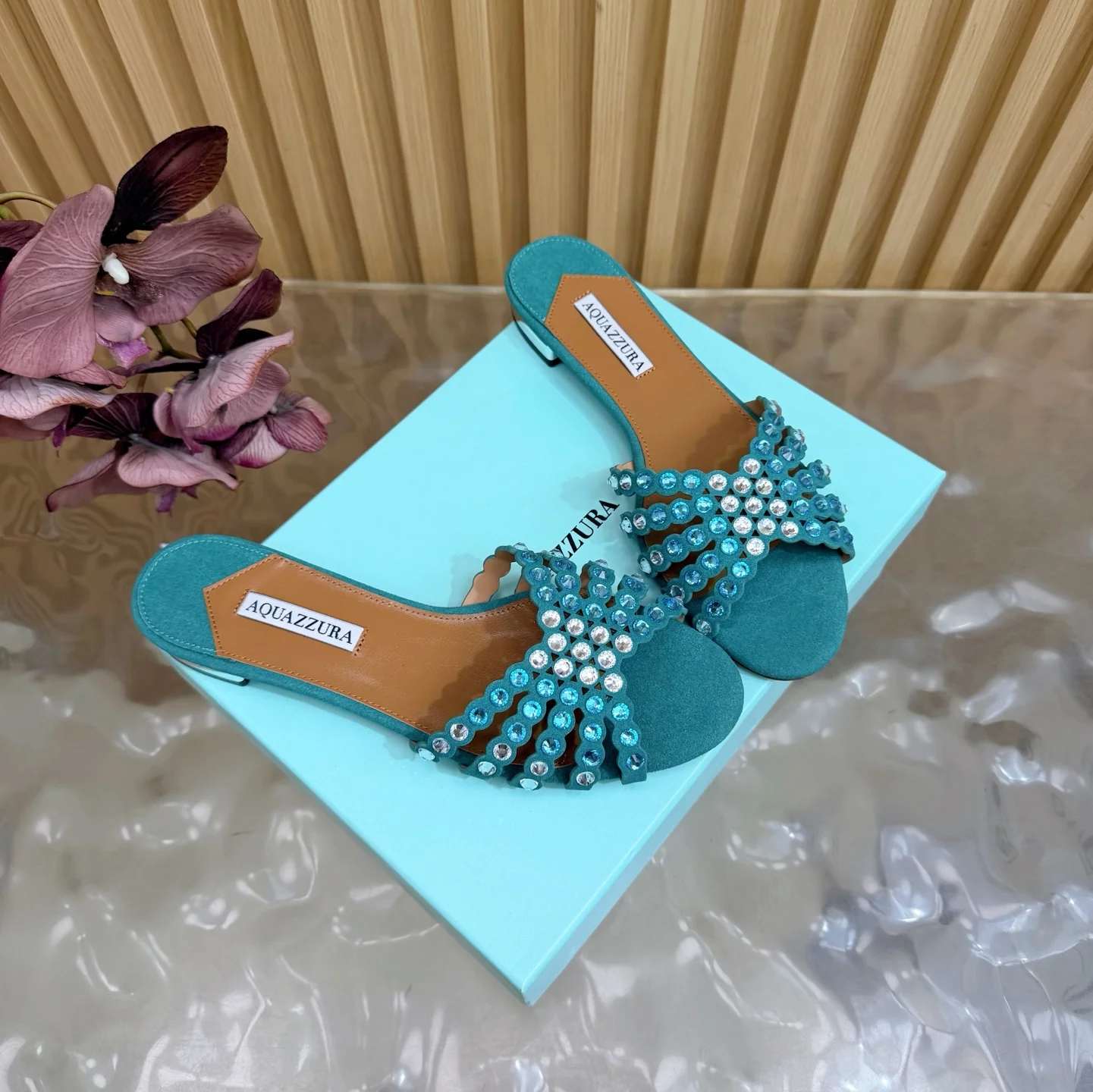 AQUAZZURA Sandals Leather Teal-Silver EU36-43 B65202609110853 - Image 2