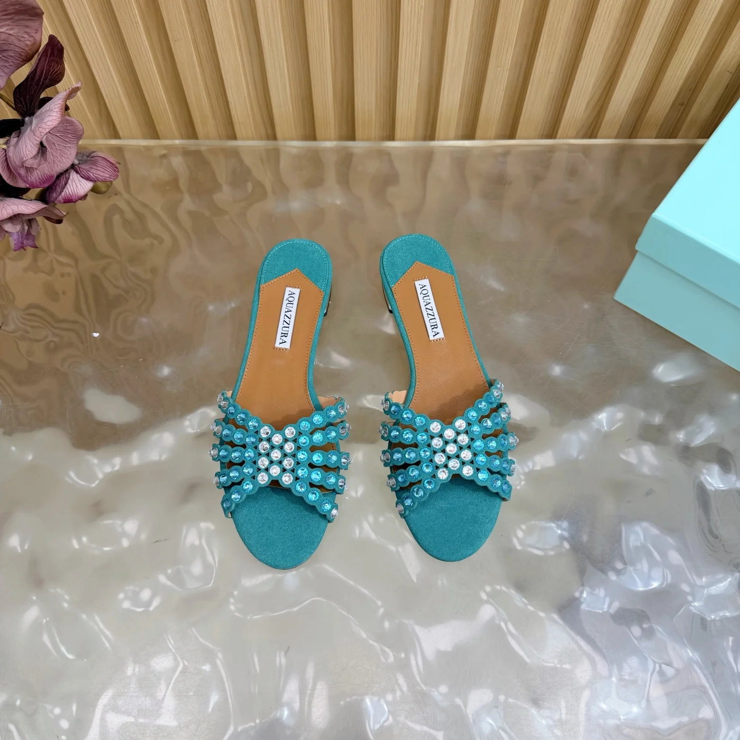 AQUAZZURA Sandals Leather Teal-Silver EU36-43 B65202609110853 - Image 3