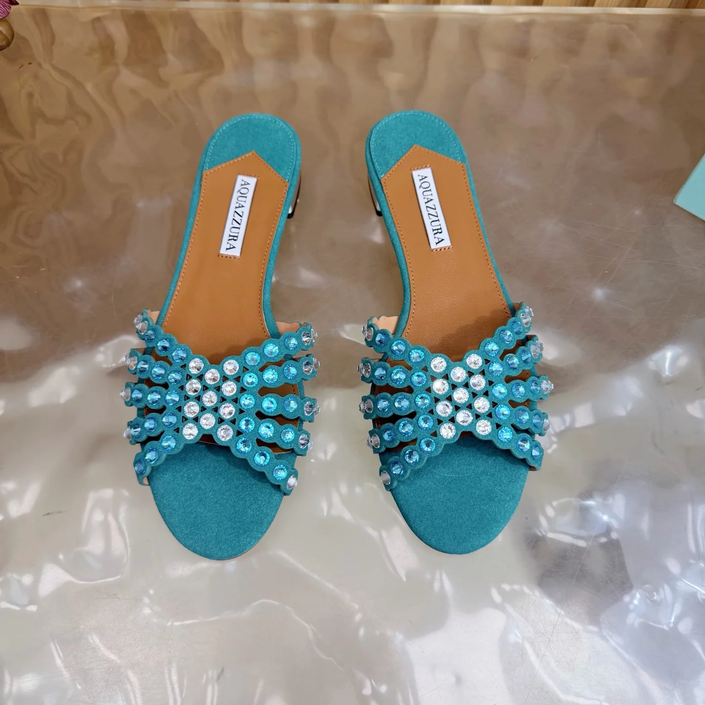 AQUAZZURA Sandals Leather Teal-Silver EU36-43 B65202609110853 - Image 4
