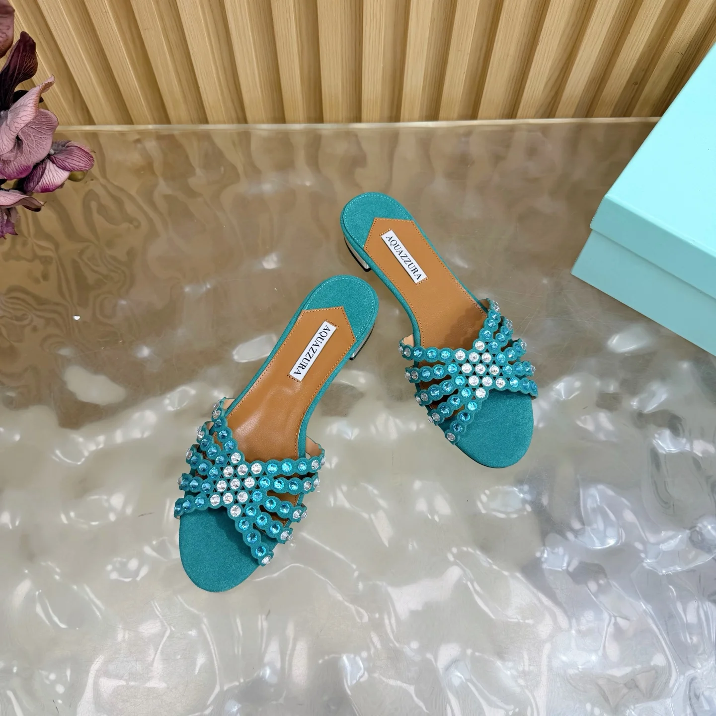 AQUAZZURA Sandals Leather Teal-Silver EU36-43 B65202609110853 - Image 5