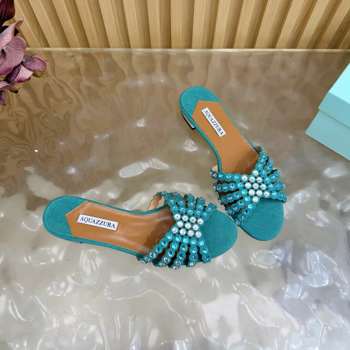 AQUAZZURA Sandals Leather Teal-Silver EU36-43 B65202609110853 - Image 7