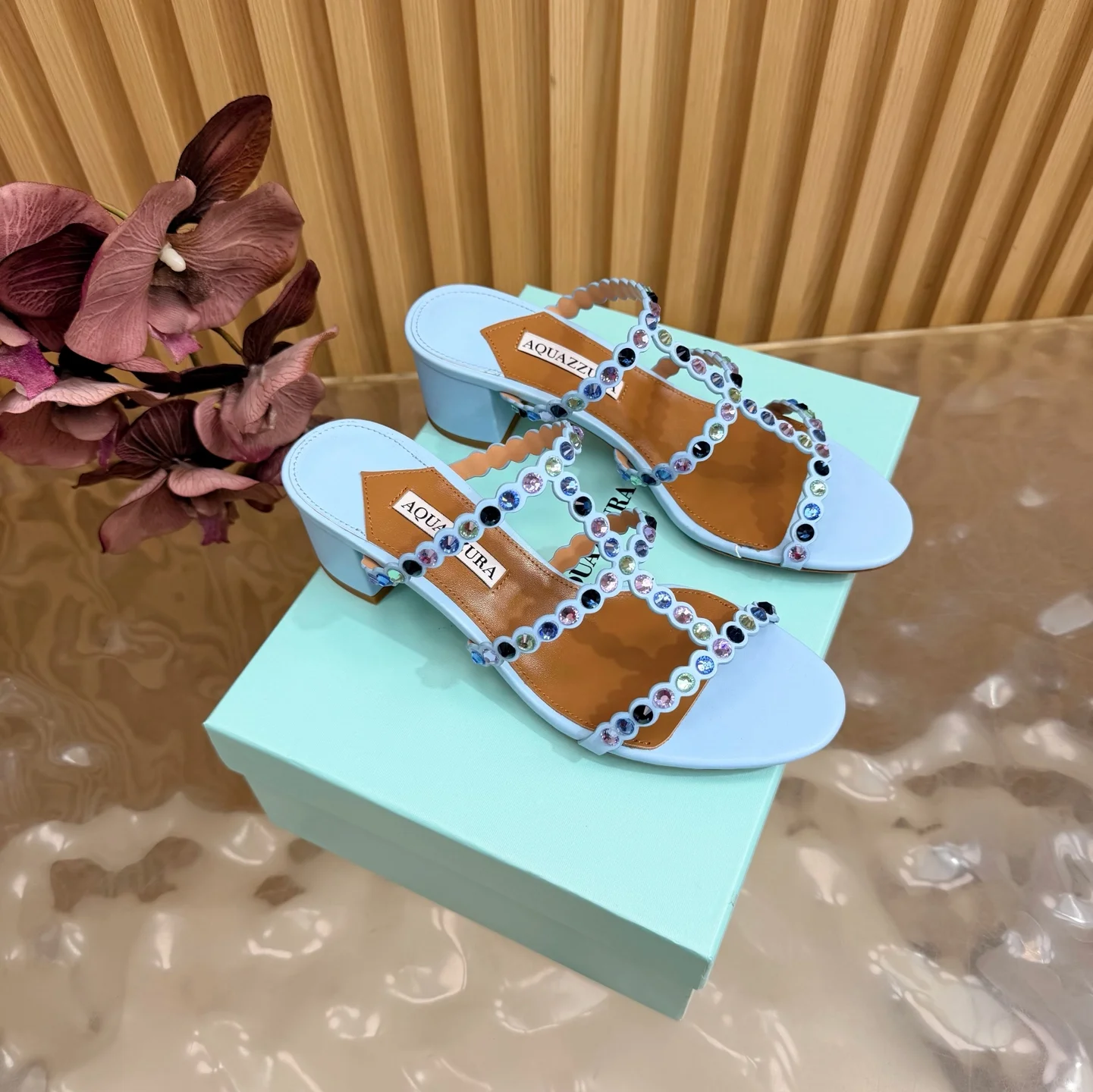 AQUAZZURA Sandals Sheep Leather Light Blue-Multi EU36-43 B60202609110833