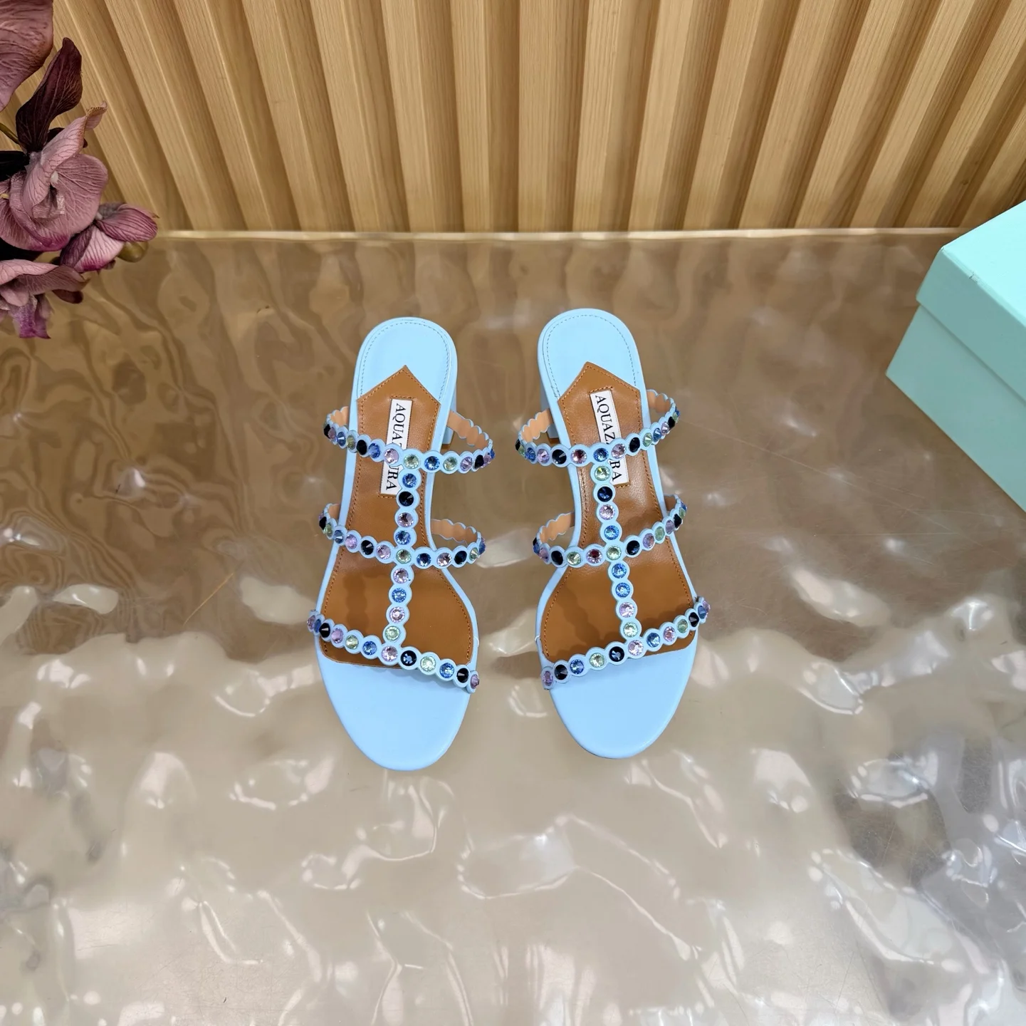AQUAZZURA Sandals Sheep Leather Light Blue-Multi EU36-43 B60202609110833 - Image 3