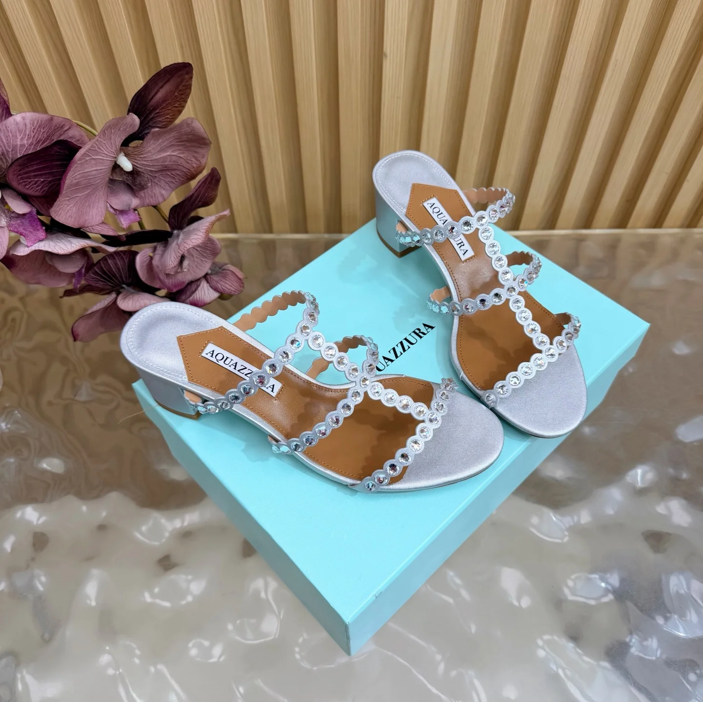 AQUAZZURA Sandals Sheepskin Leather Silver-Brown EU36-43 B60202609110839 - Image 2