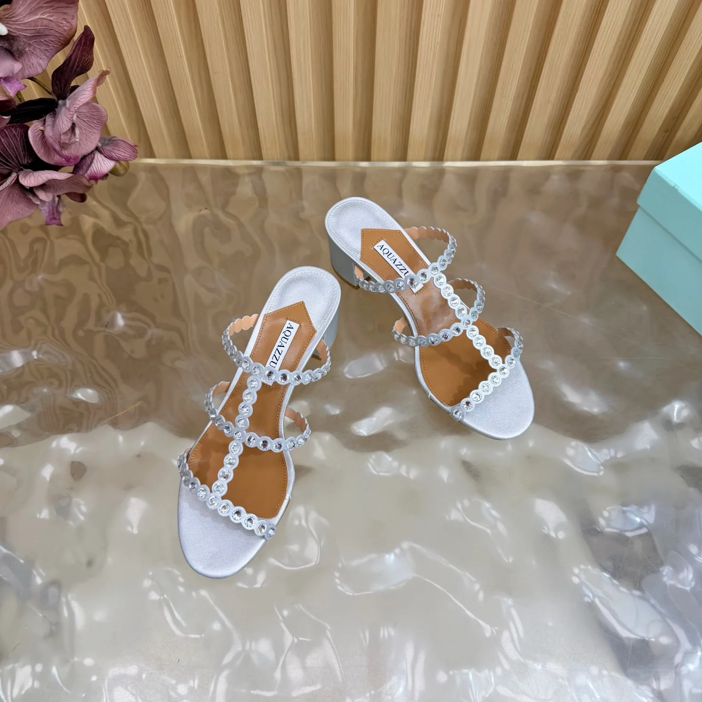 AQUAZZURA Sandals Sheepskin Leather Silver-Brown EU36-43 B60202609110839 - Image 5