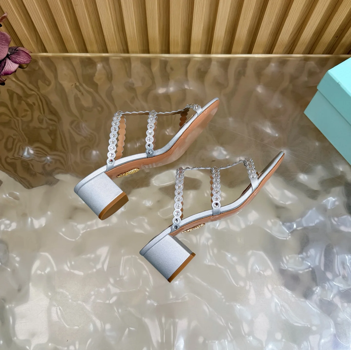 AQUAZZURA Sandals Sheepskin Leather Silver-Brown EU36-43 B60202609110839 - Image 8