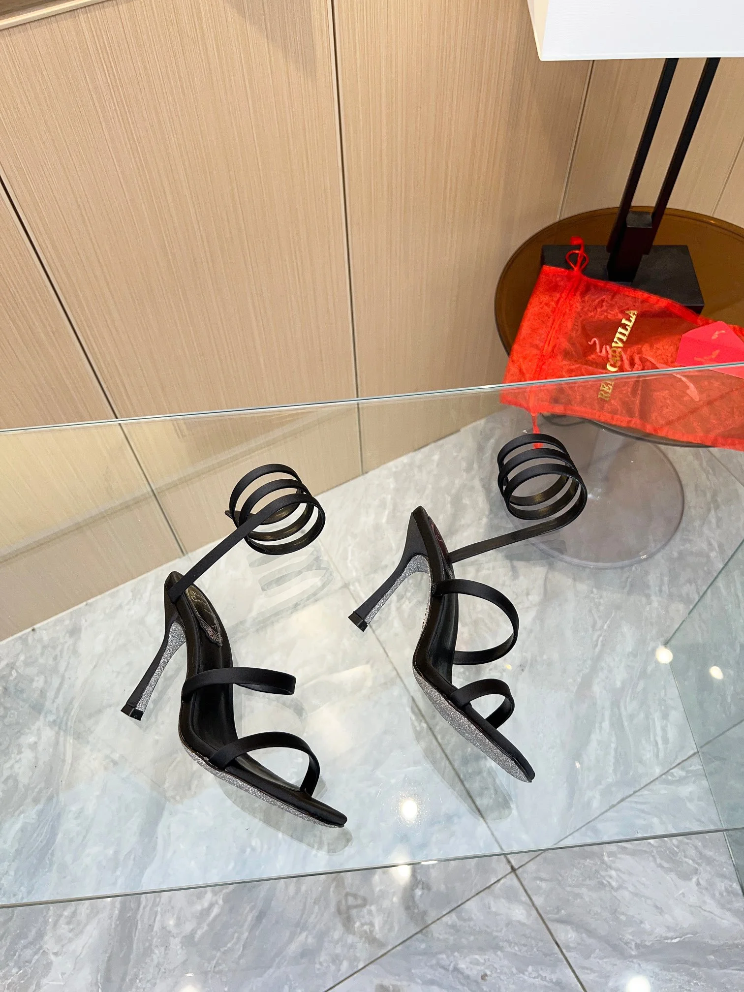 AQUAZZURA Sandals Silk Black-Silver EU35-39 B70202609110390 - Image 7
