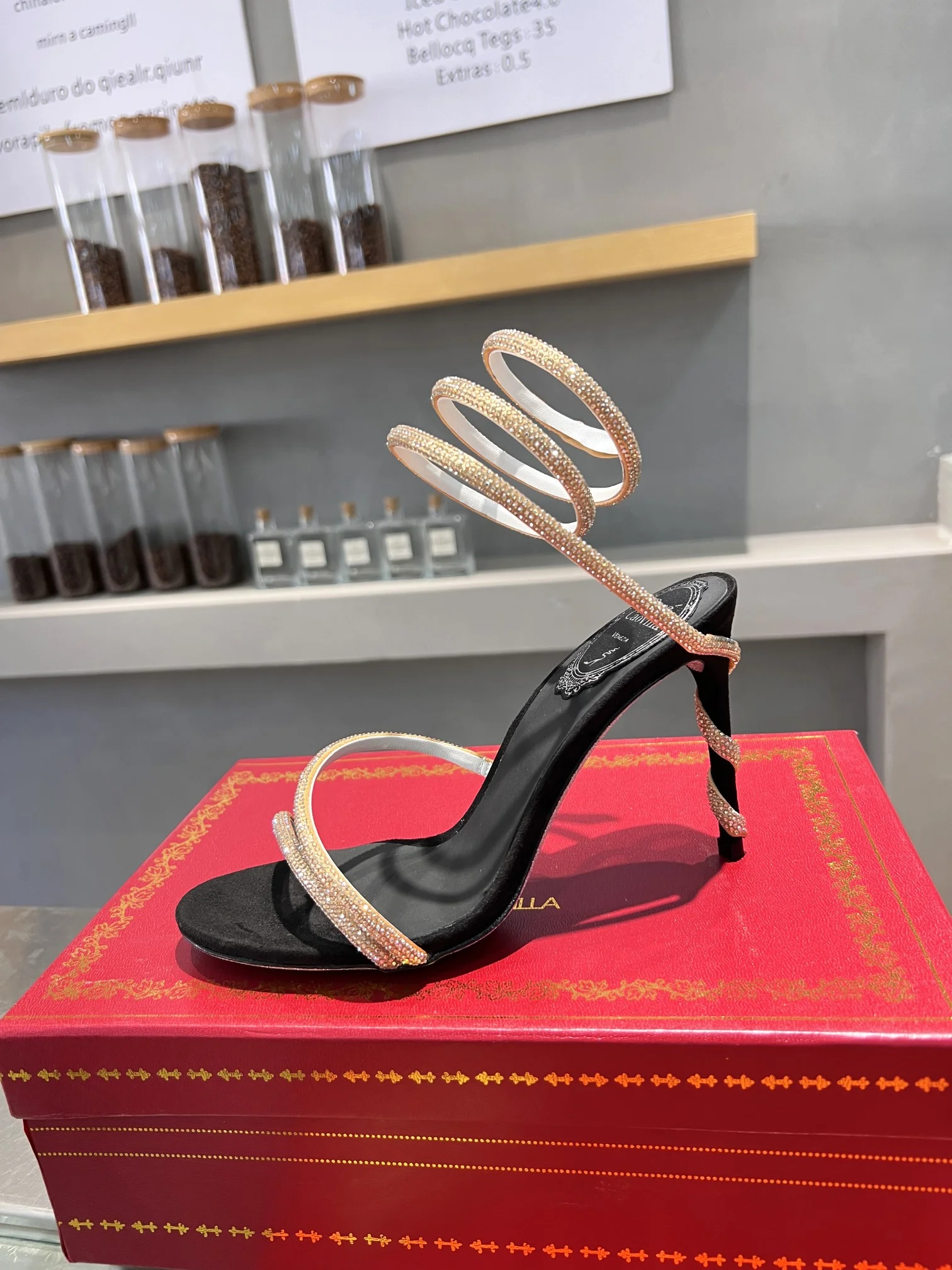 AQUAZZURA Sandals Silk Crystal Black-Gold EU35-39 B75202609110351 - Image 2