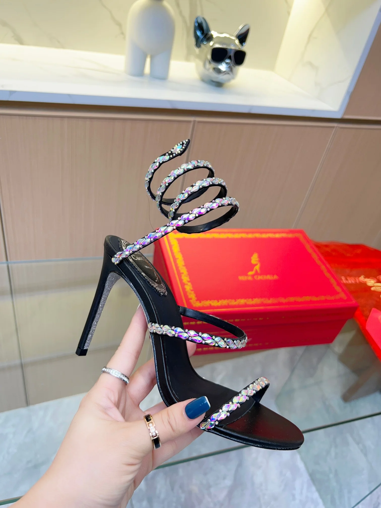 AQUAZZURA Sandals Silk Crystal Black-Silver EU35-39 B90202609110371 - Image 2