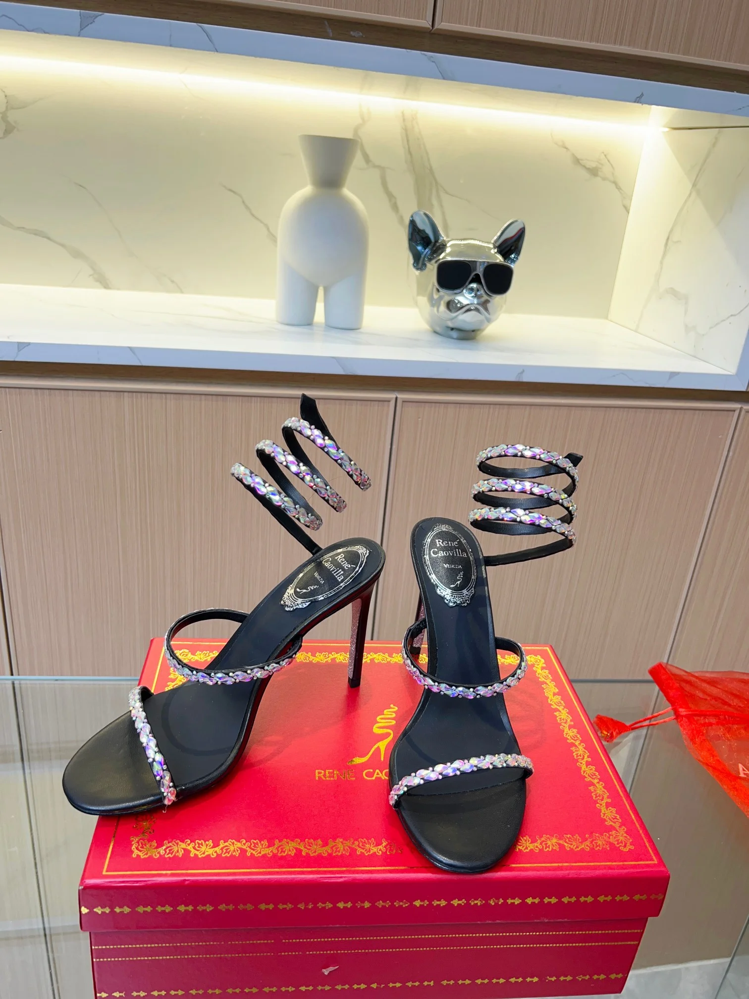 AQUAZZURA Sandals Silk Crystal Black-Silver EU35-39 B90202609110371 - Image 4