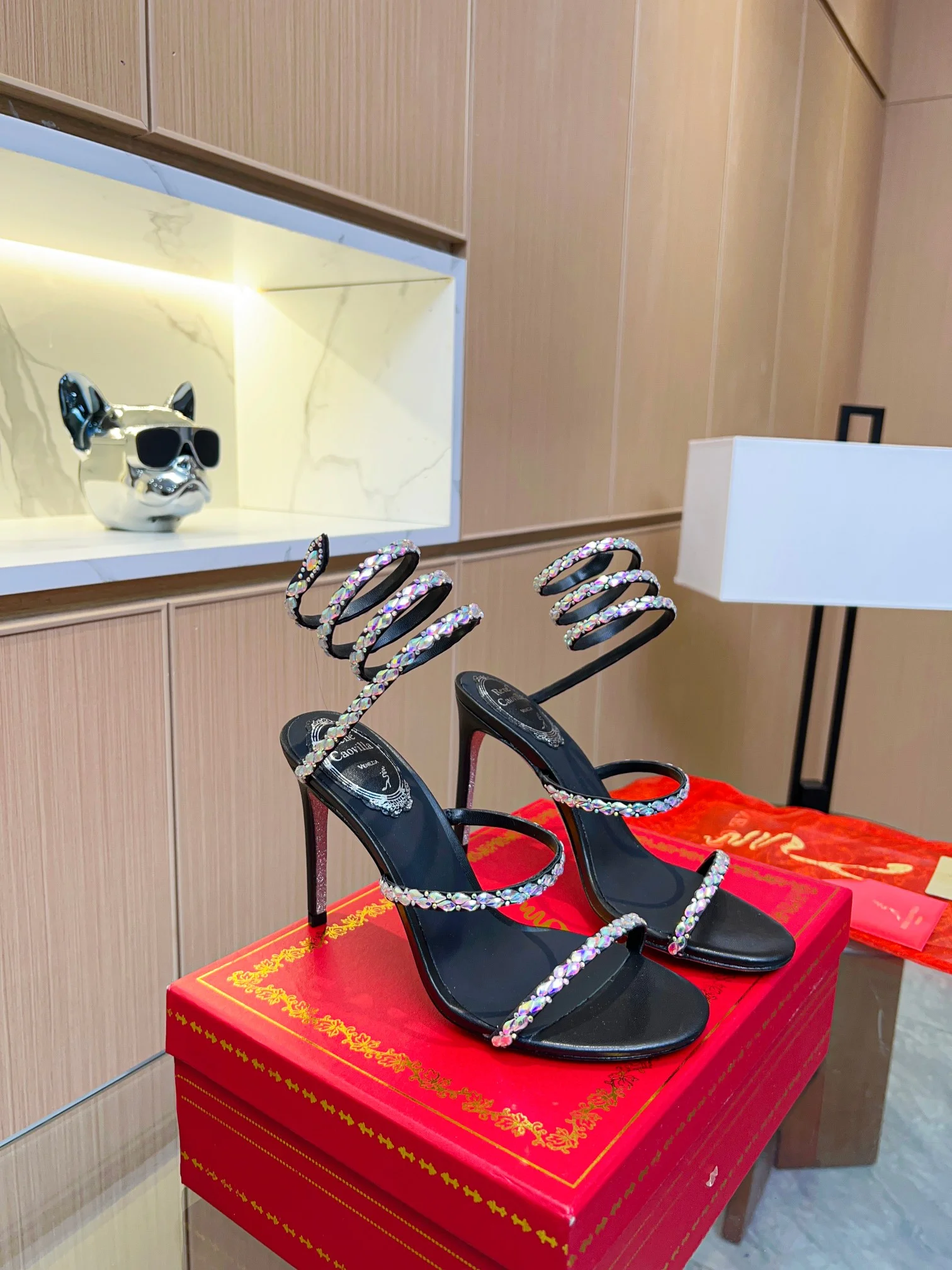 AQUAZZURA Sandals Silk Crystal Black-Silver EU35-39 B90202609110371 - Image 5