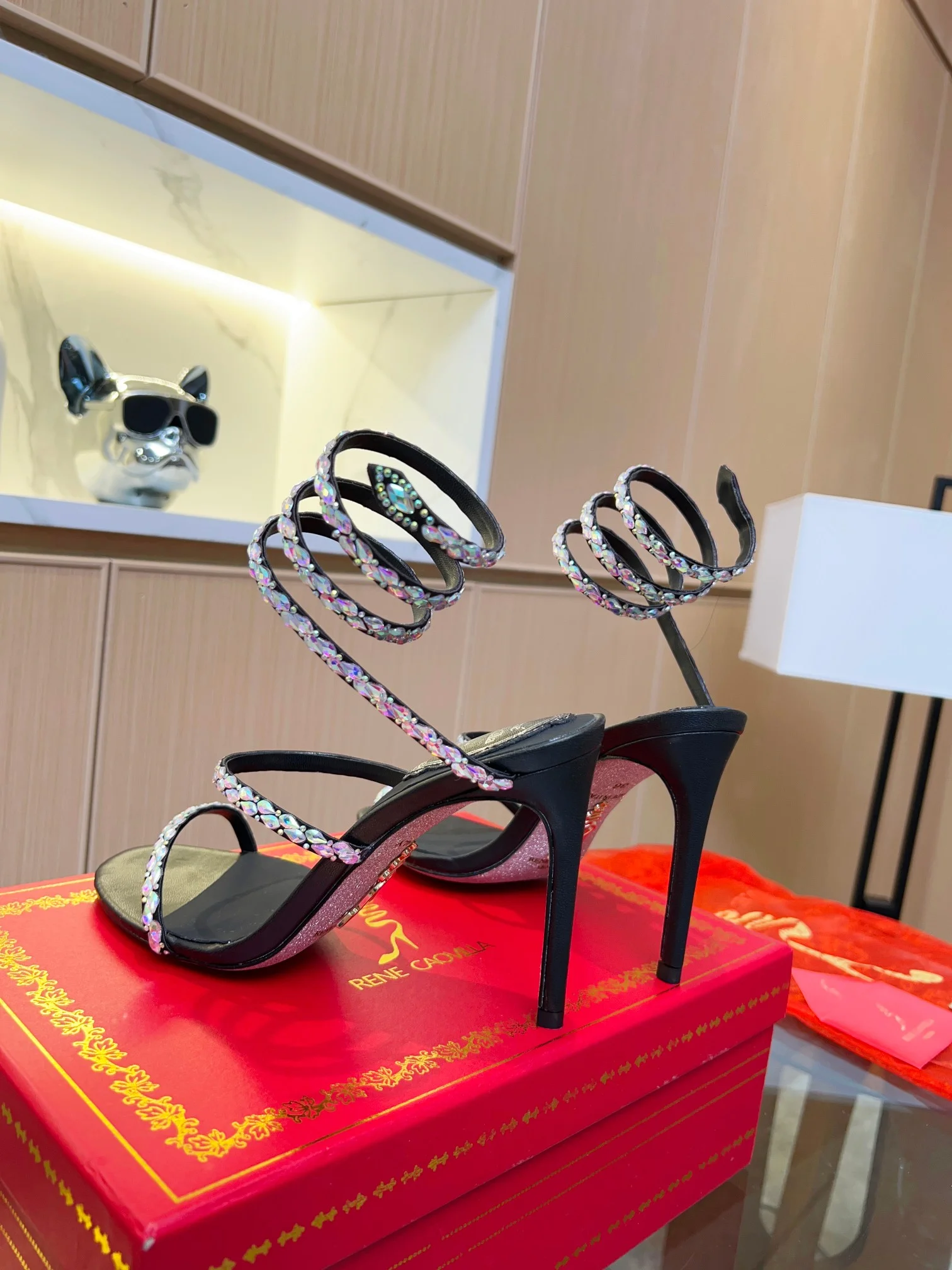 AQUAZZURA Sandals Silk Crystal Black-Silver EU35-39 B90202609110371 - Image 9